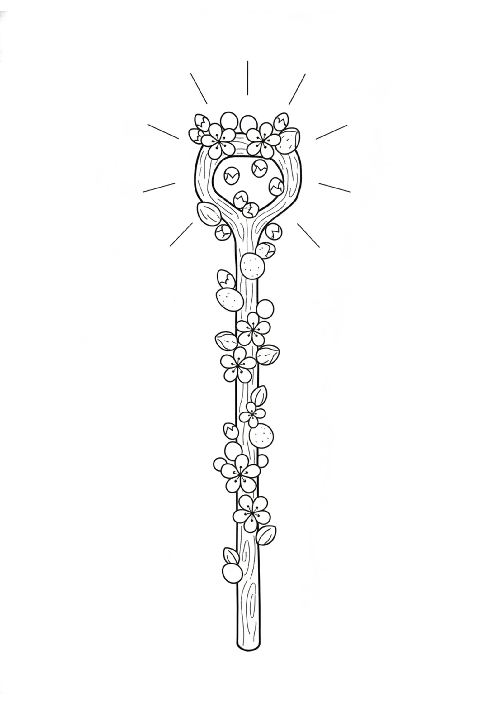 Aaron's Blooming Staff — printable Bible coloring page from Aaron’s Staff That Budded
