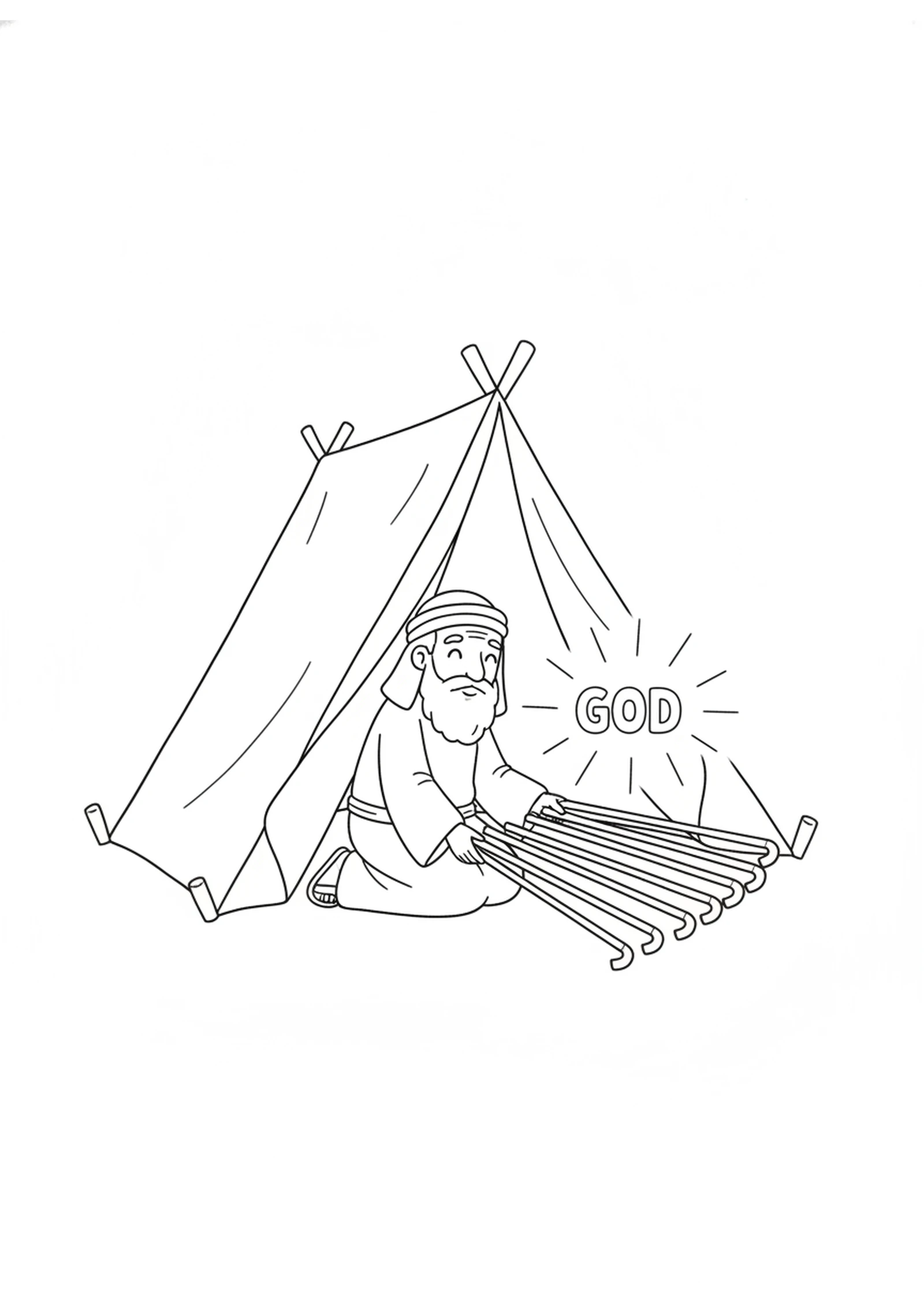 Moses in the Holy Tent — printable Bible coloring page from Aaron’s Staff That Budded