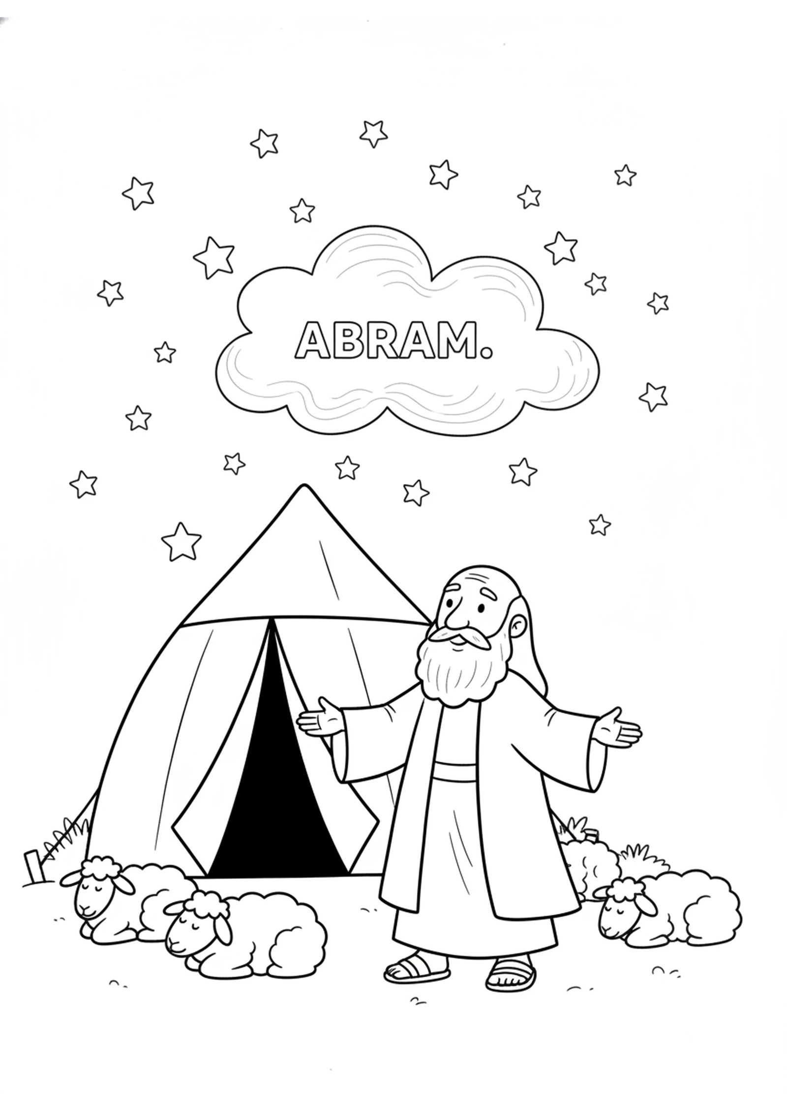 Abram Hears God's Call — printable Bible coloring page from God Calls Abram