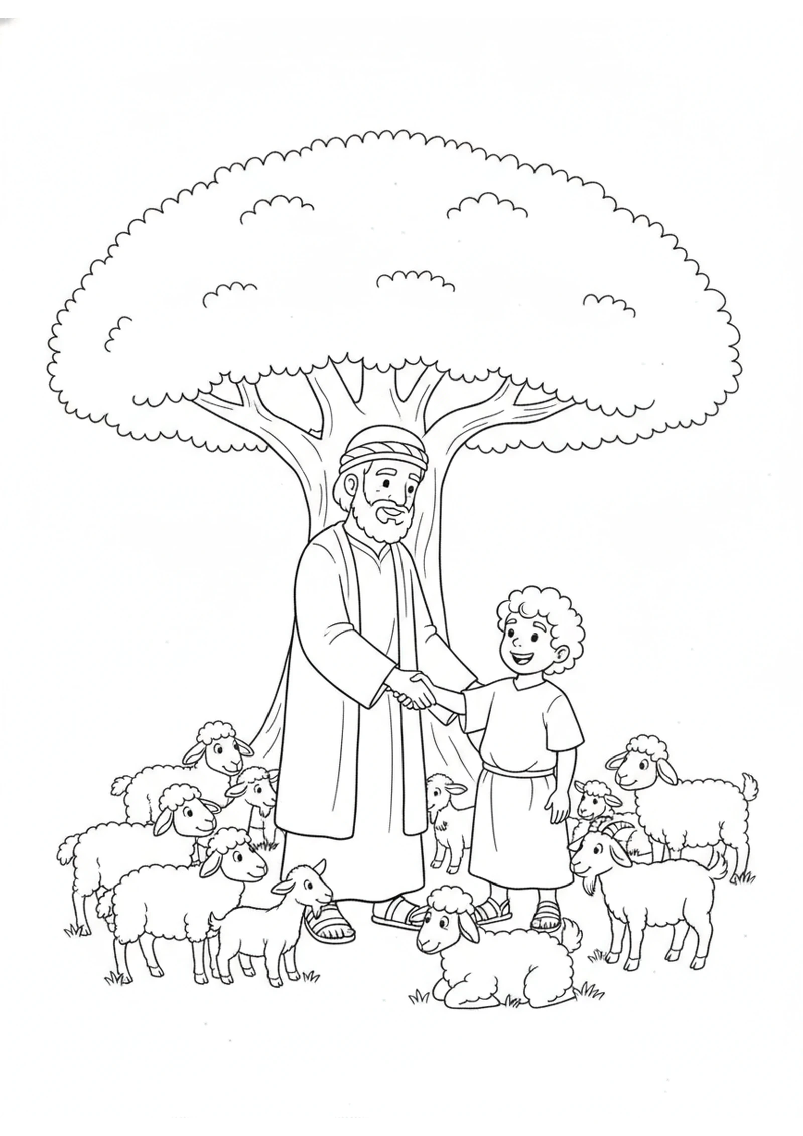 Abram and Lot Make Peace — printable Bible coloring page from Abram and Lot Part Ways