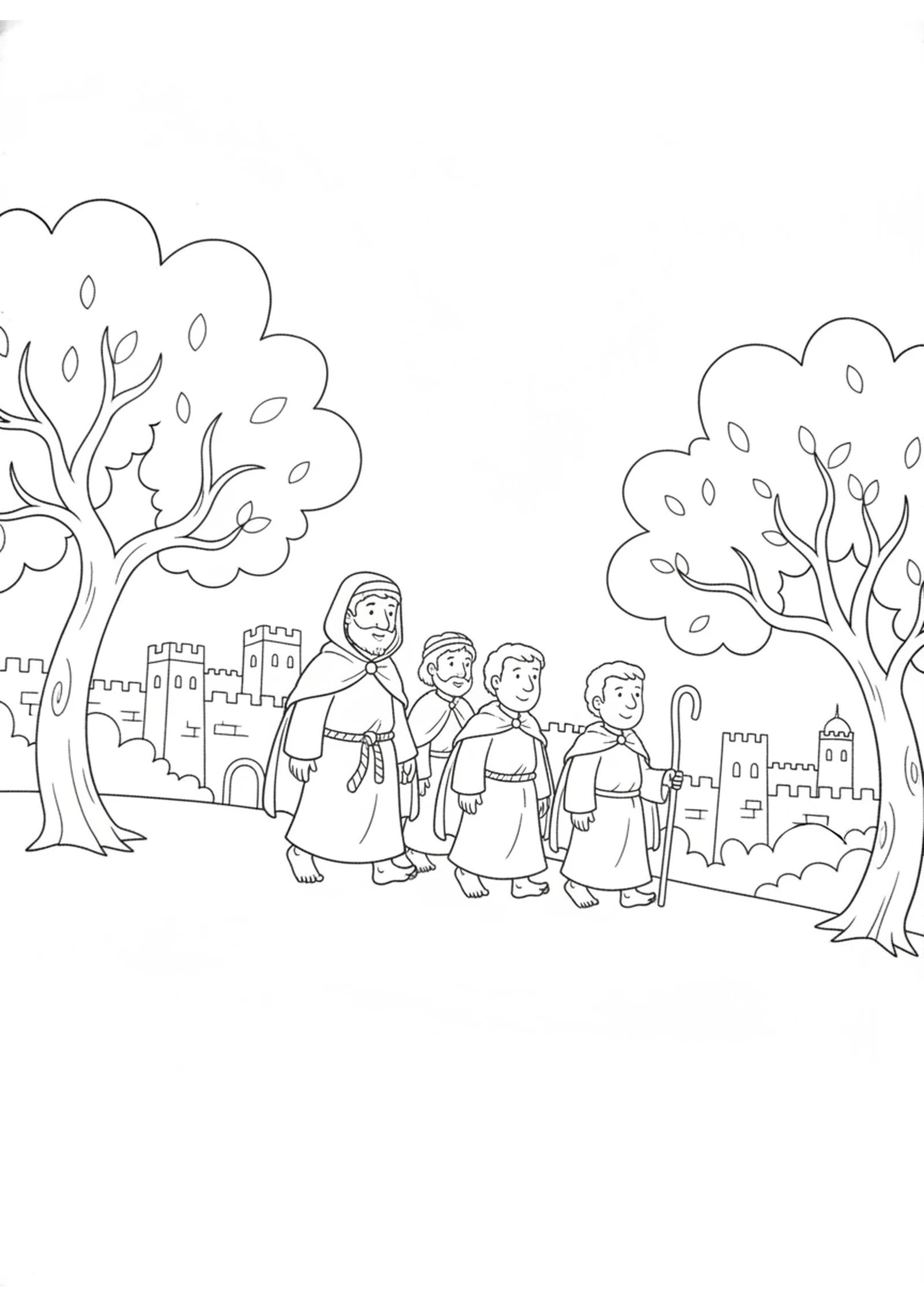 David Leaves the City — printable Bible coloring page from Absalom’s Rebellion — David’s Saddest Days