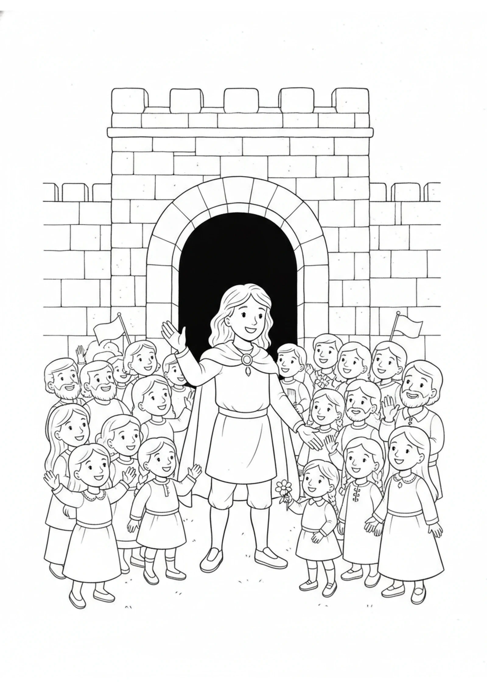 Absalom at the City Gate — printable Bible coloring page from Absalom’s Rebellion — David’s Saddest Days
