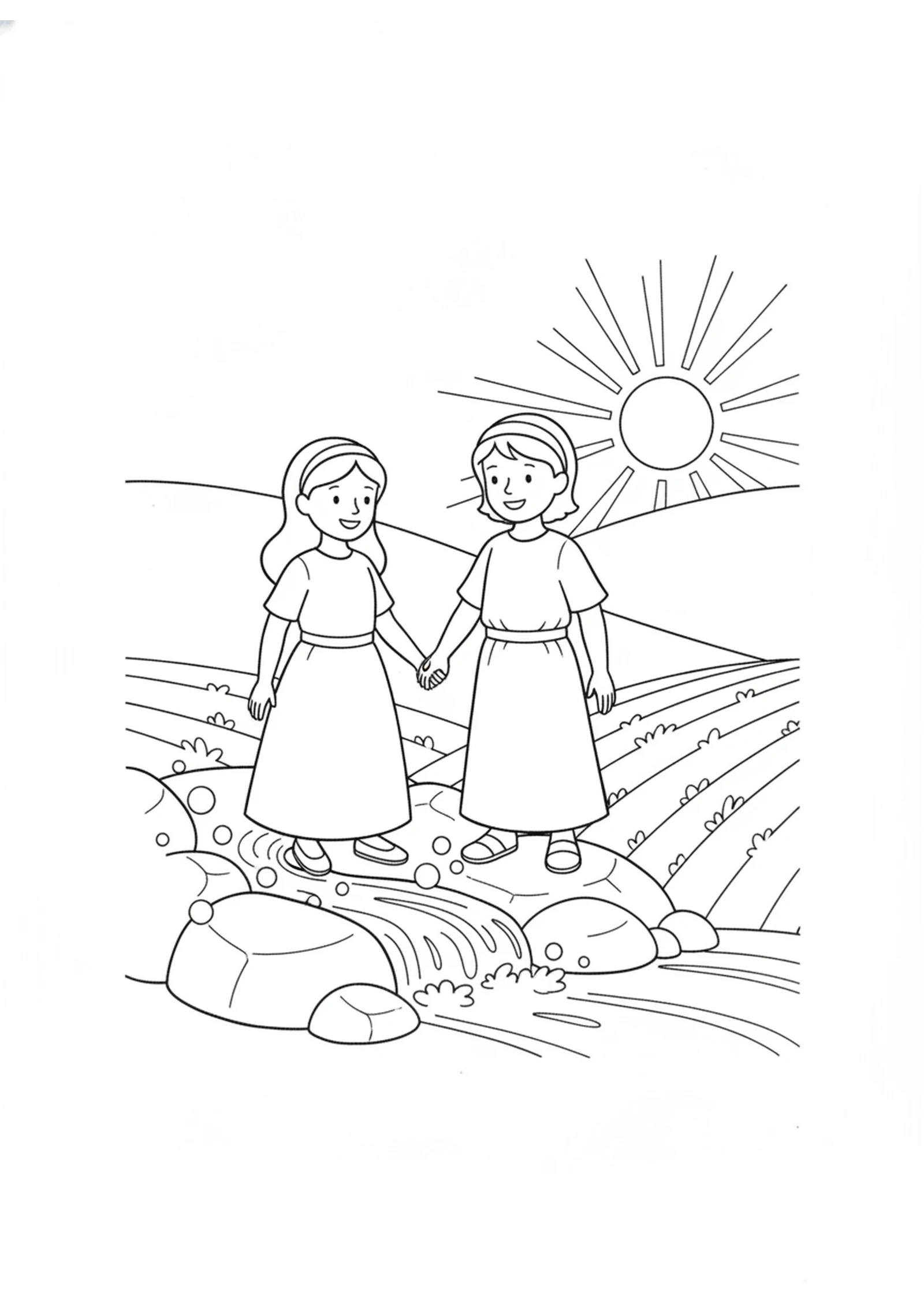 Springs of Fresh Water — printable Bible coloring page from Achsah Asks for the Springs