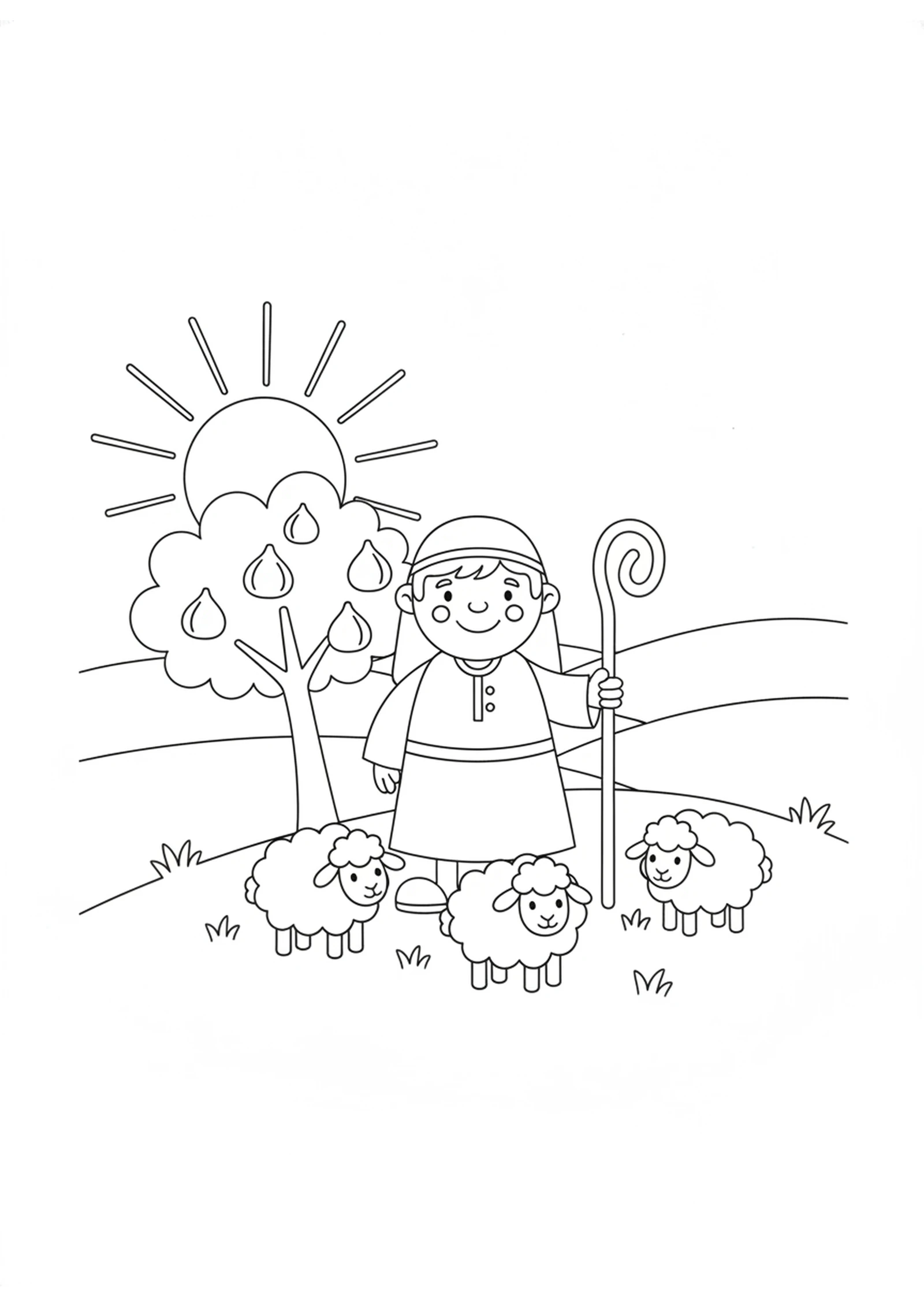 Amos the Shepherd on the Hill — printable Bible coloring page from Amos and the Plumb Line