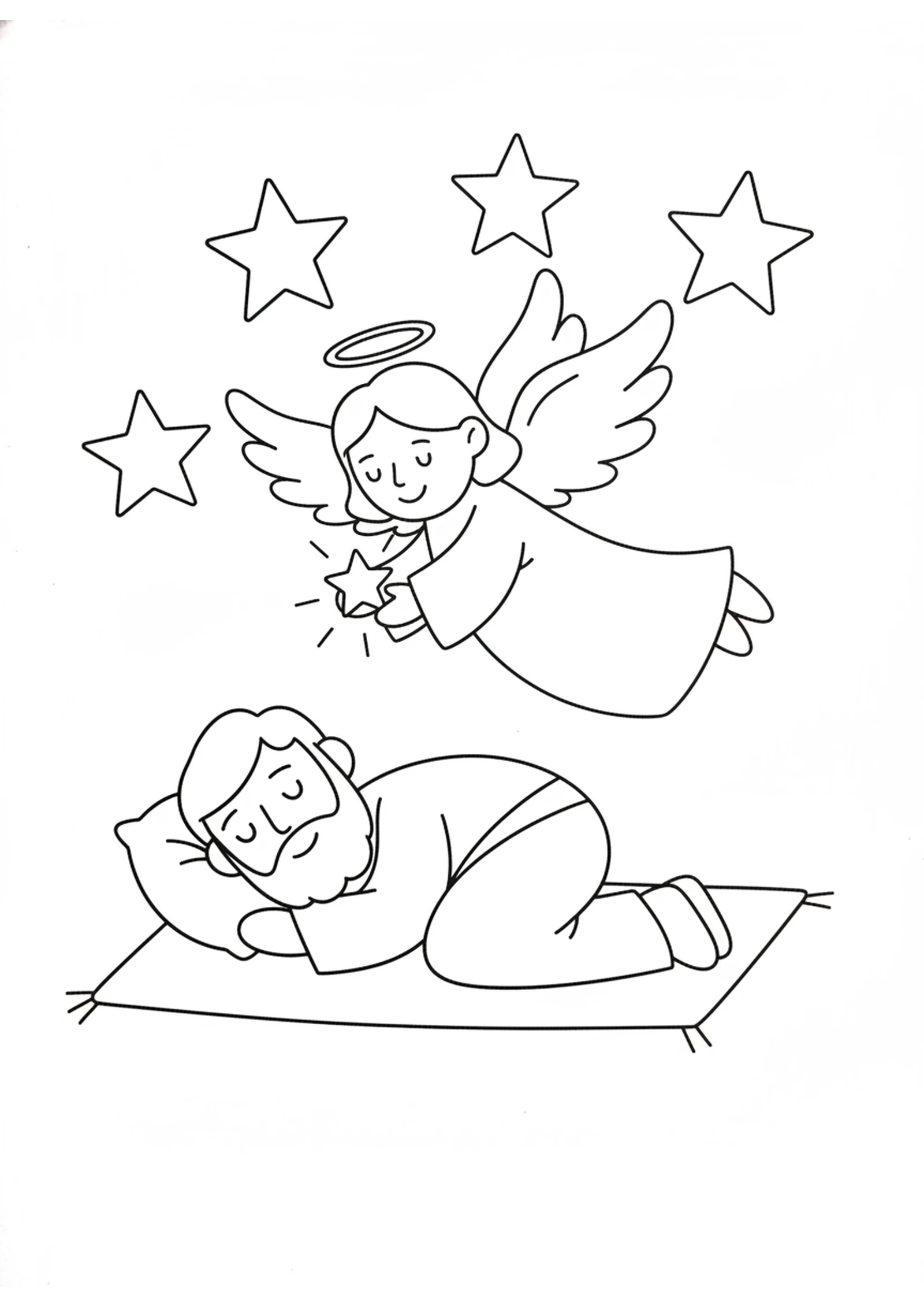Joseph Dreams of the Angel — printable Bible coloring page from An Angel Reassures Joseph