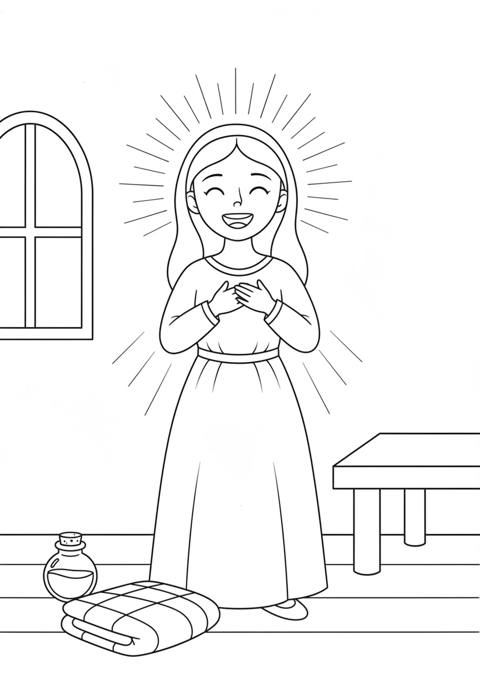 Mary Says Yes to God — printable Bible coloring page from The Angel Visits Mary