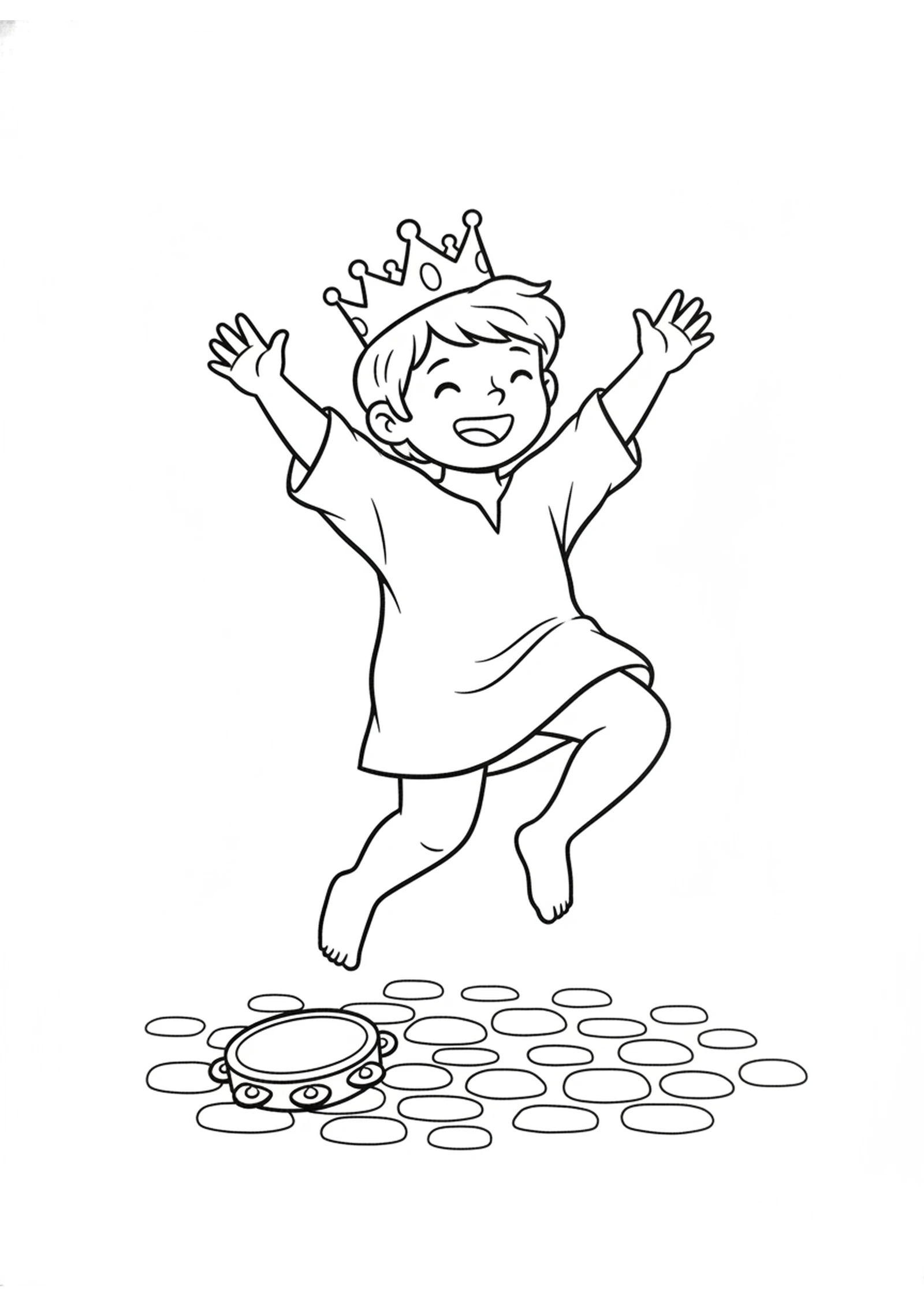 King David Dances for Joy — printable Bible coloring page from The Ark Comes Home — David Dances