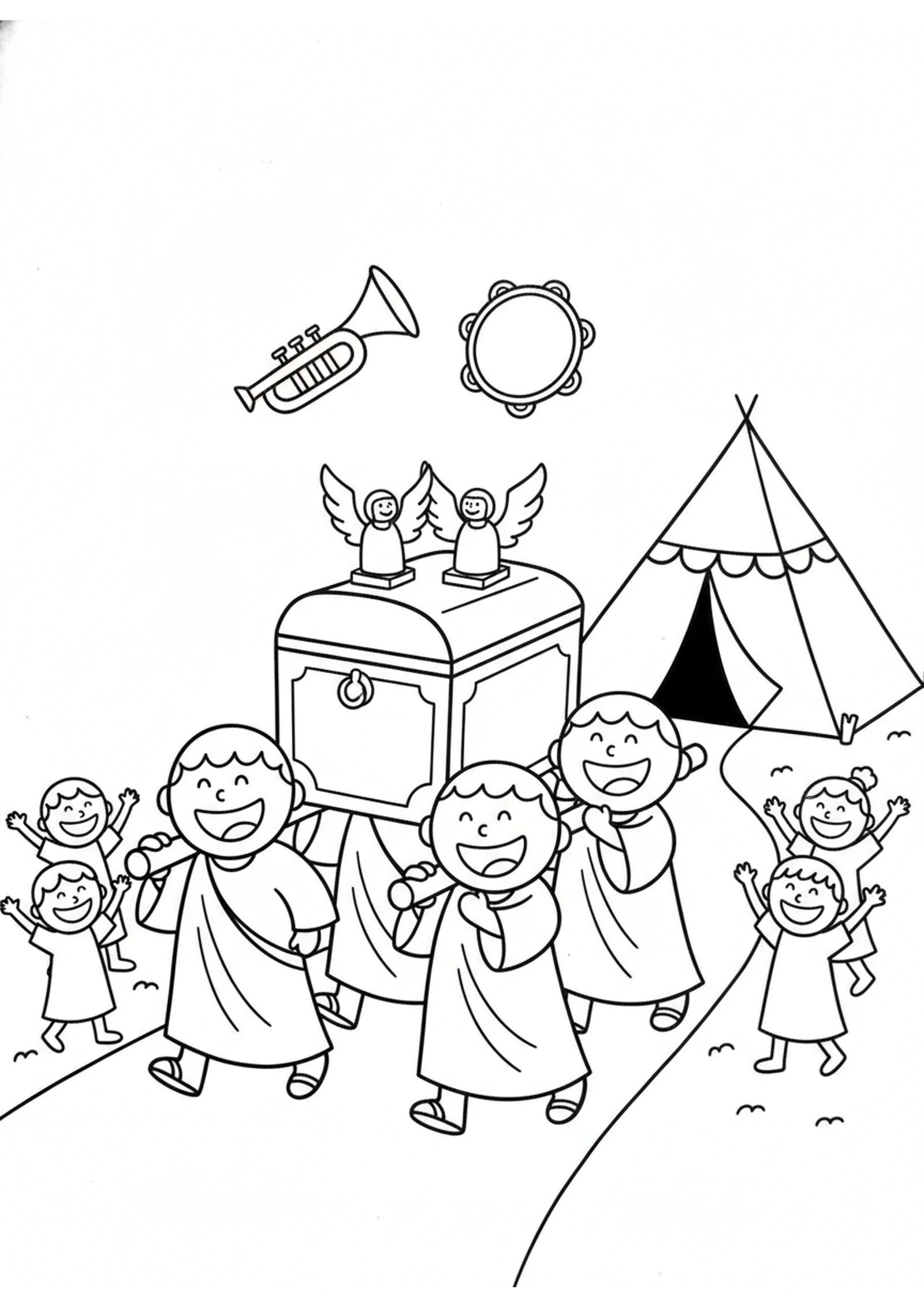 The Ark Comes Home — printable Bible coloring page from The Ark Comes Home — David Dances