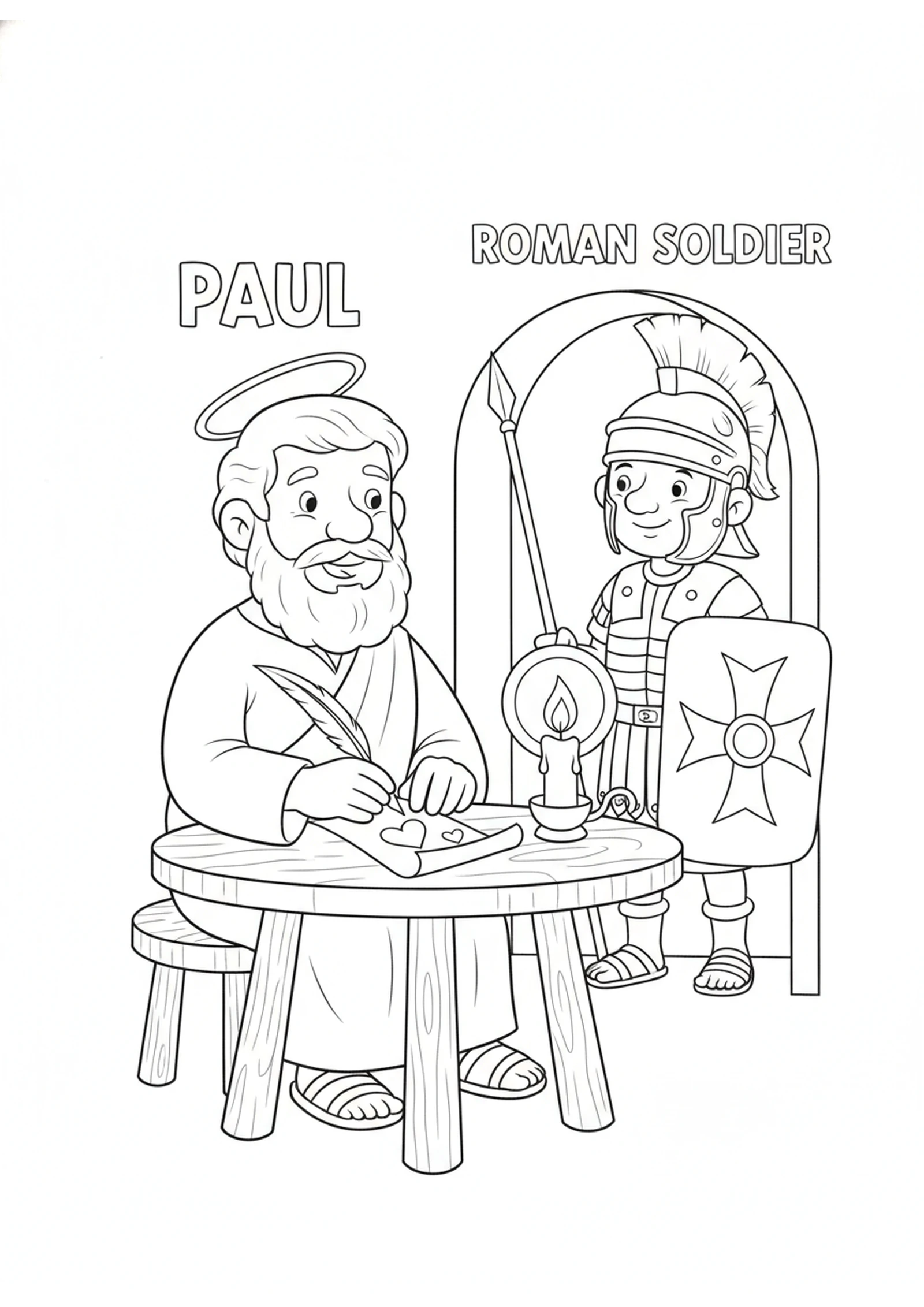 Paul Writes His Letter — printable Bible coloring page from The Armor of God
