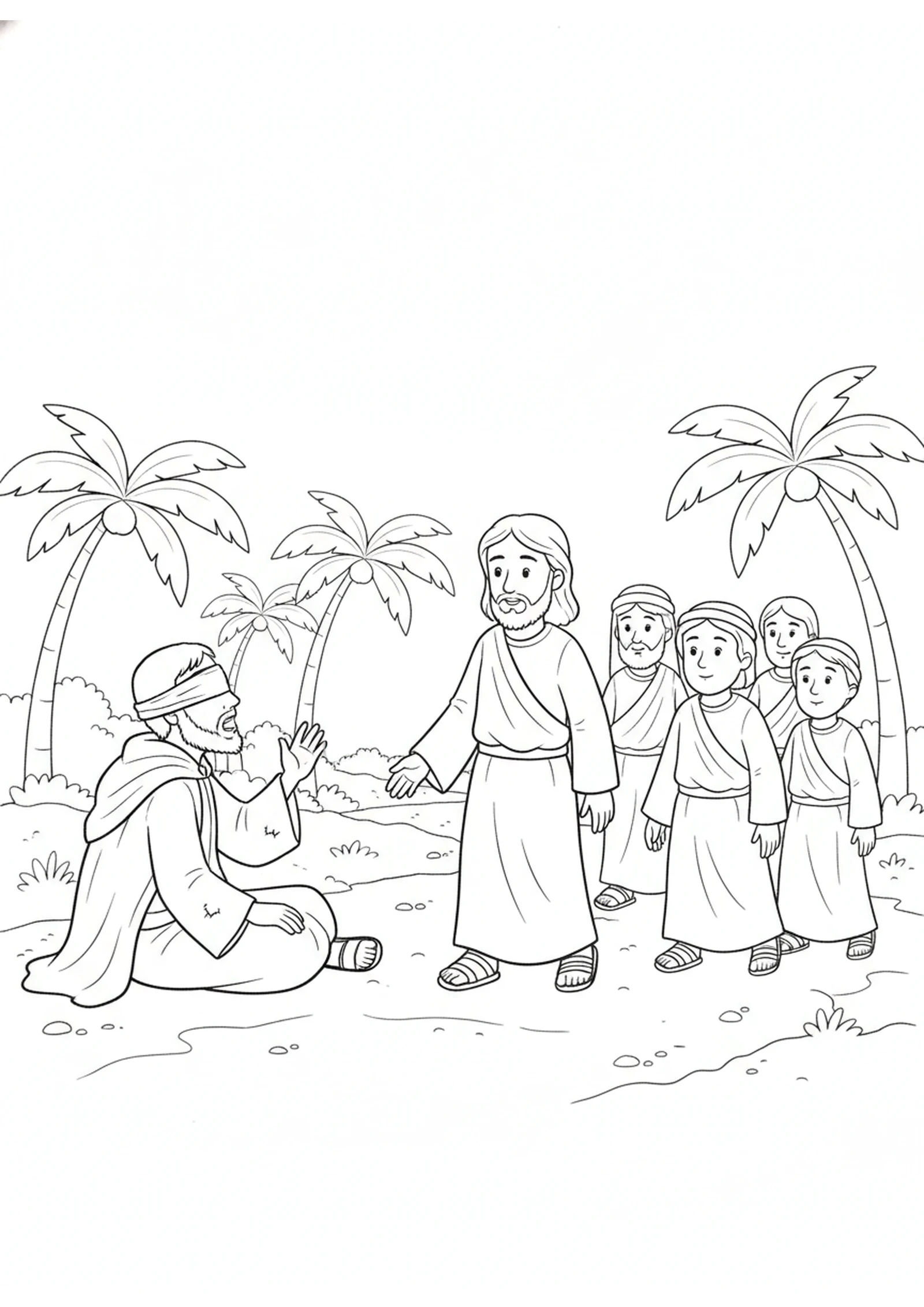 Bartimaeus Calls Out to Jesus — printable Bible coloring page from Blind Bartimaeus Sees