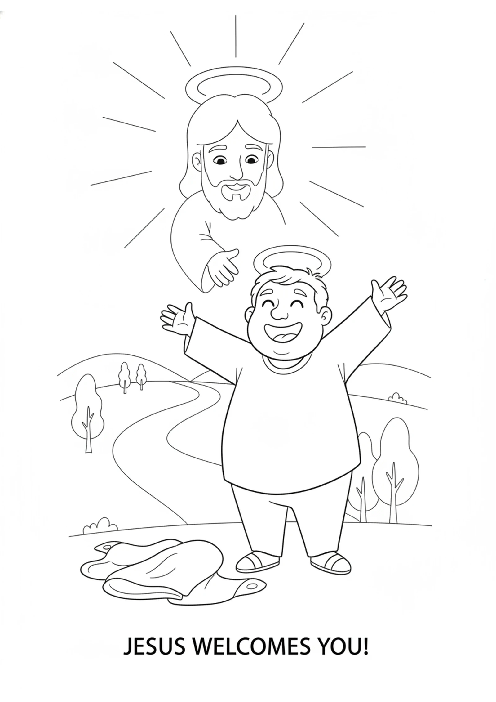 Bartimaeus Can See Again — printable Bible coloring page from Blind Bartimaeus Sees
