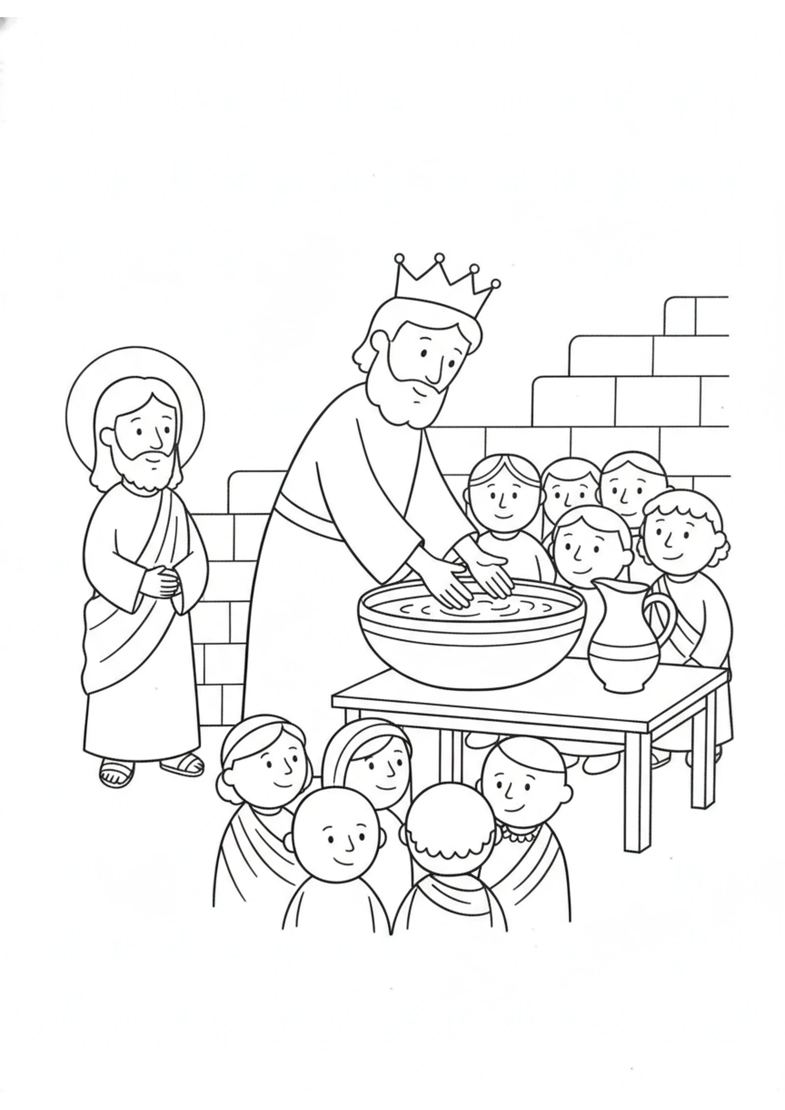 Pilate Washes His Hands — printable Bible coloring page from Jesus Before Pilate