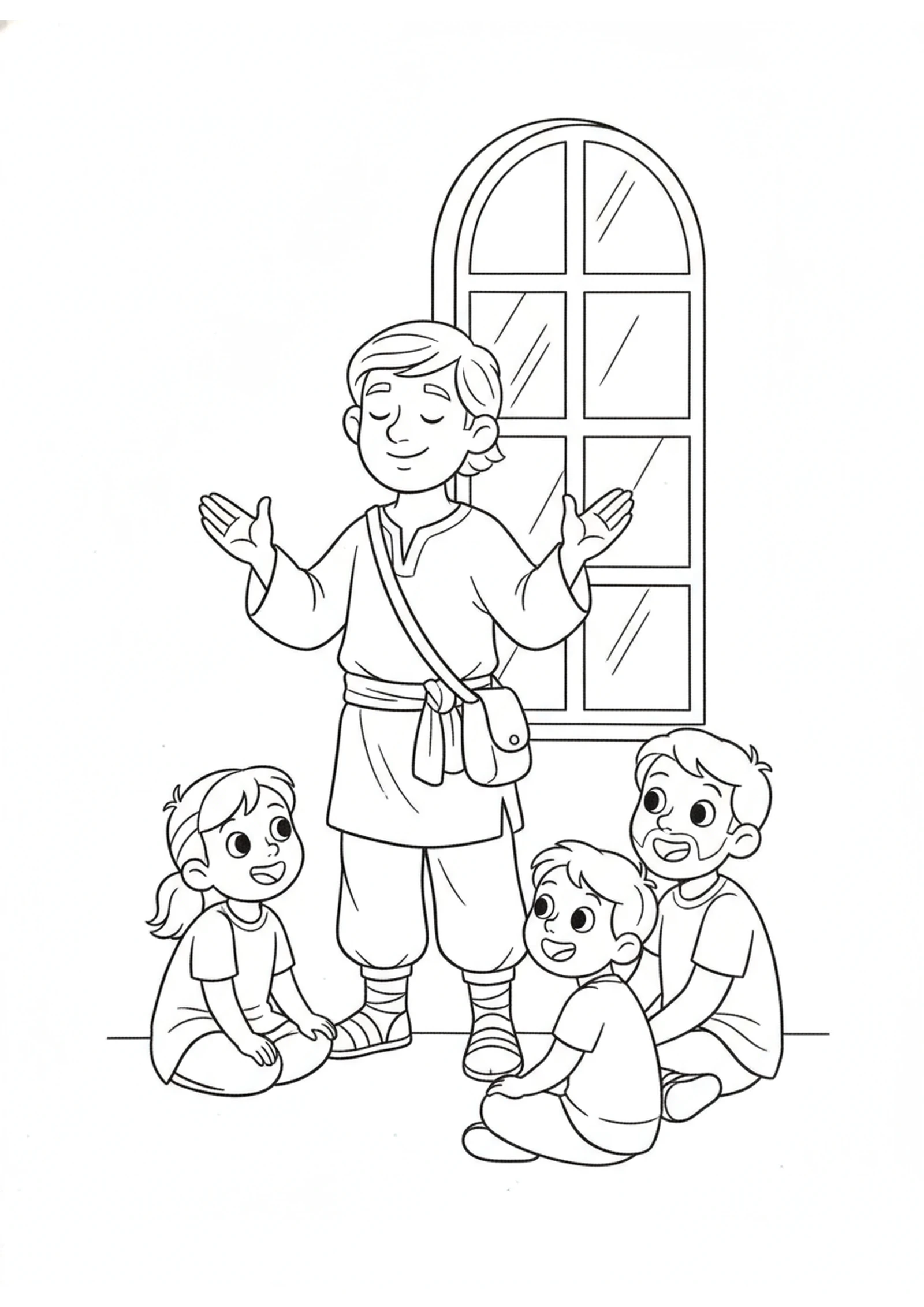 Paul Teaching in Berea — printable Bible coloring page from The Bereans Check the Scriptures