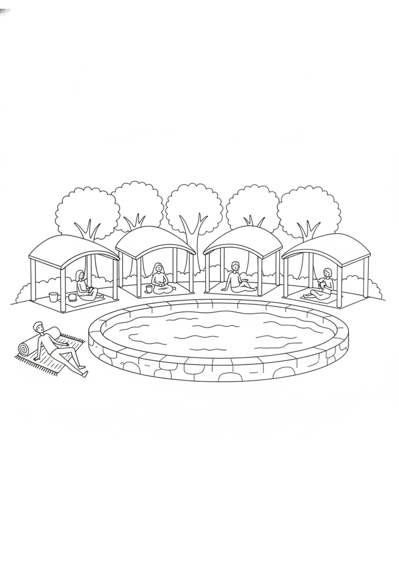 Jesus by the Pool — printable Bible coloring page from Healing at the Pool of Bethesda
