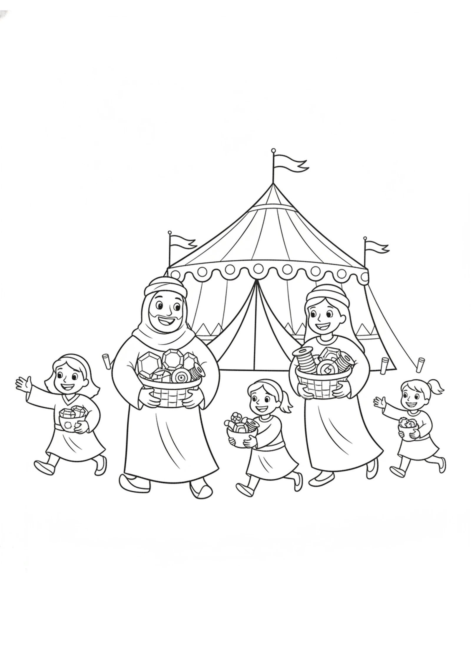 Everyone Brings Gifts — printable Bible coloring page from Bezalel and Oholiab — Artists for God