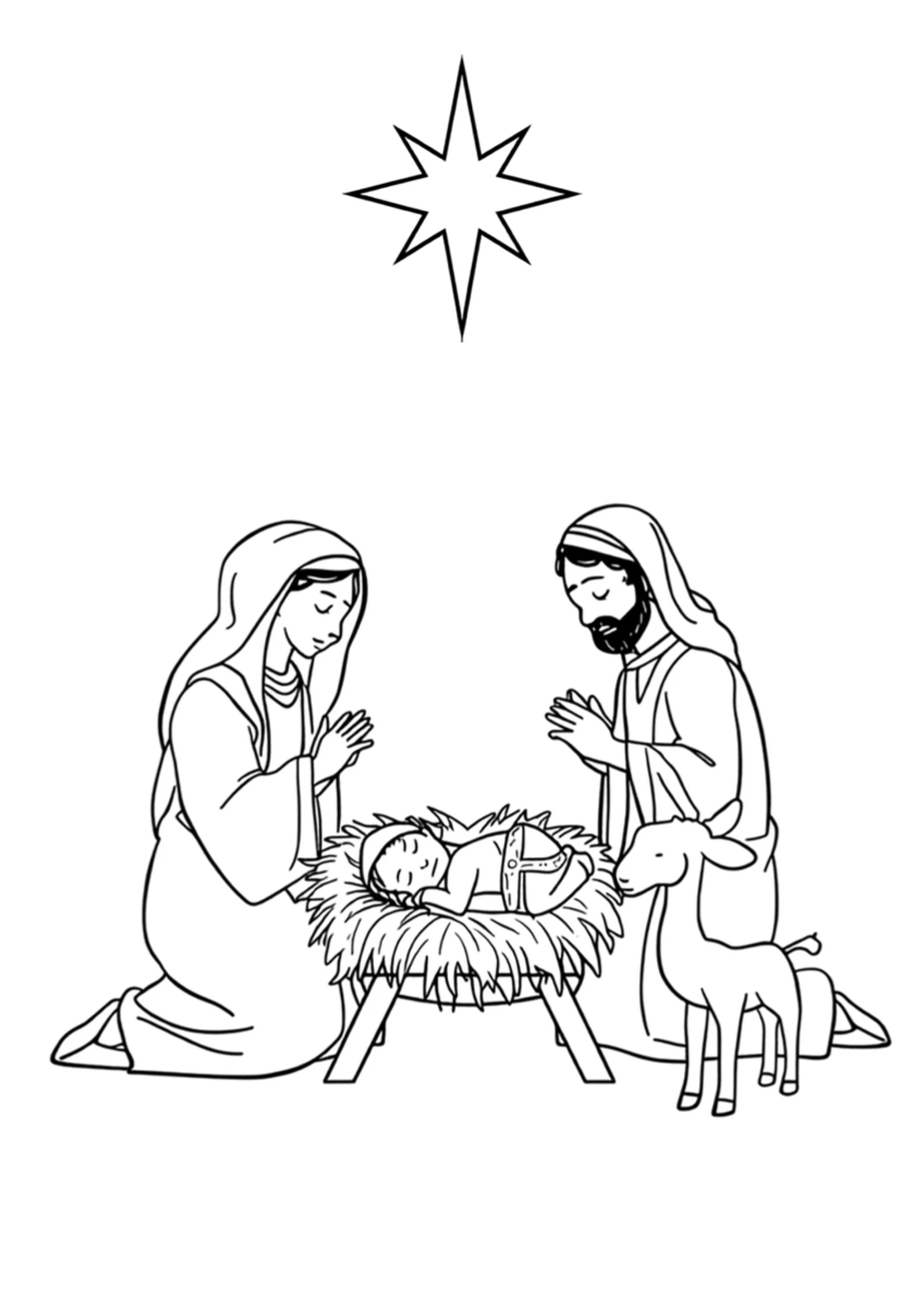 The Baby in the Manger — printable Bible coloring page from Jesus is Born