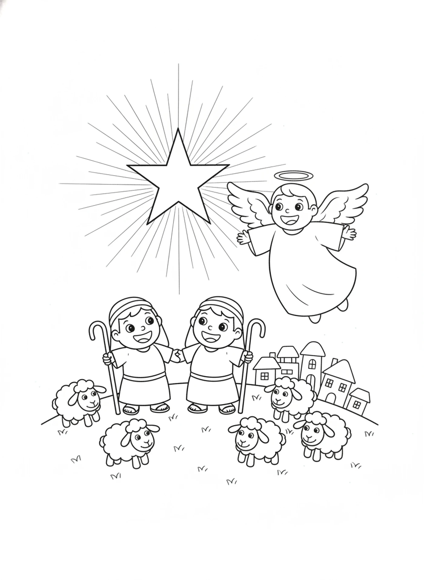 The Shining Star — printable Bible coloring page from Jesus is Born