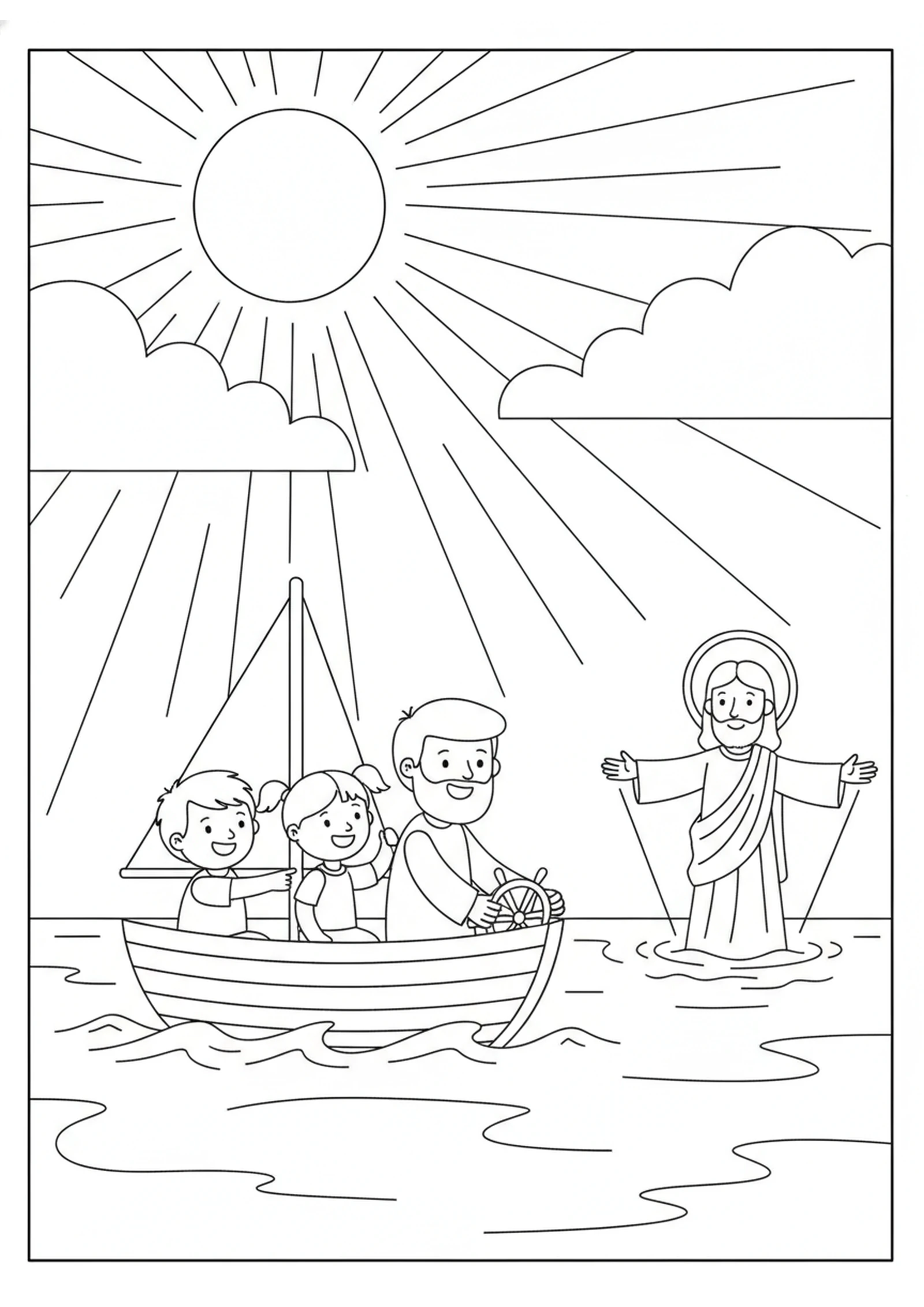 Sailing to Find Jesus — printable Bible coloring page from I Am the Bread of Life