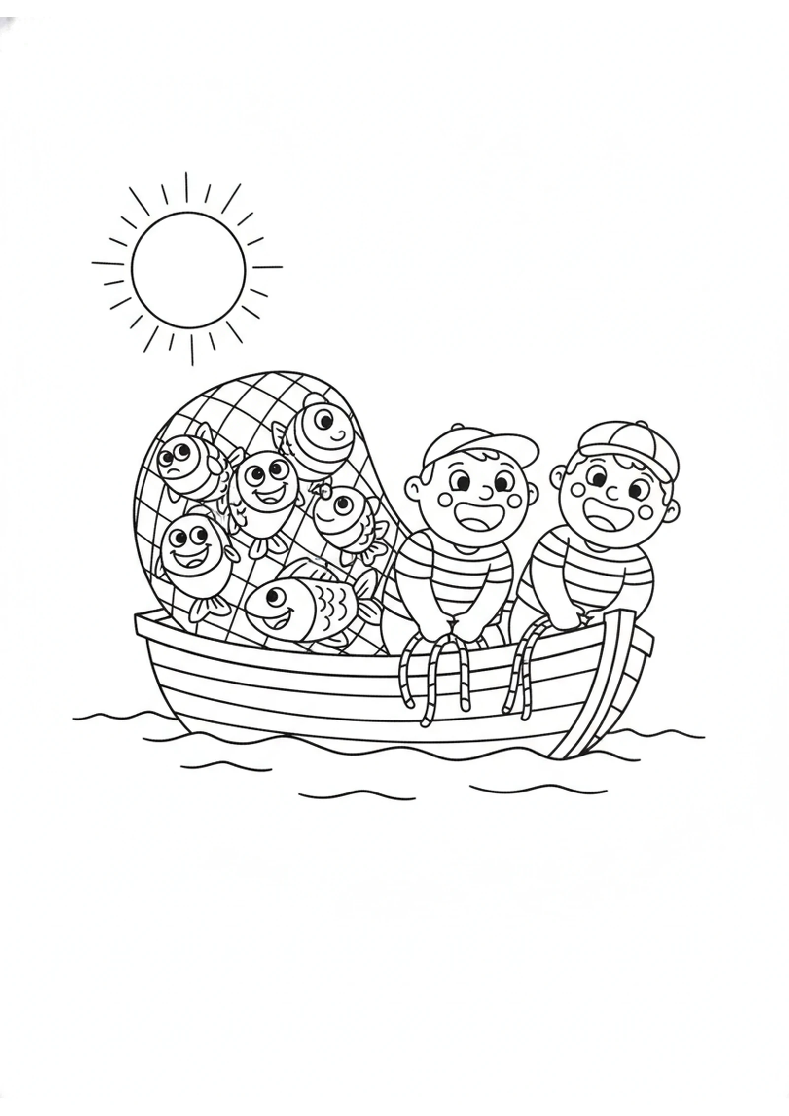 The Net Full of Fish — printable Bible coloring page from Breakfast on the Beach