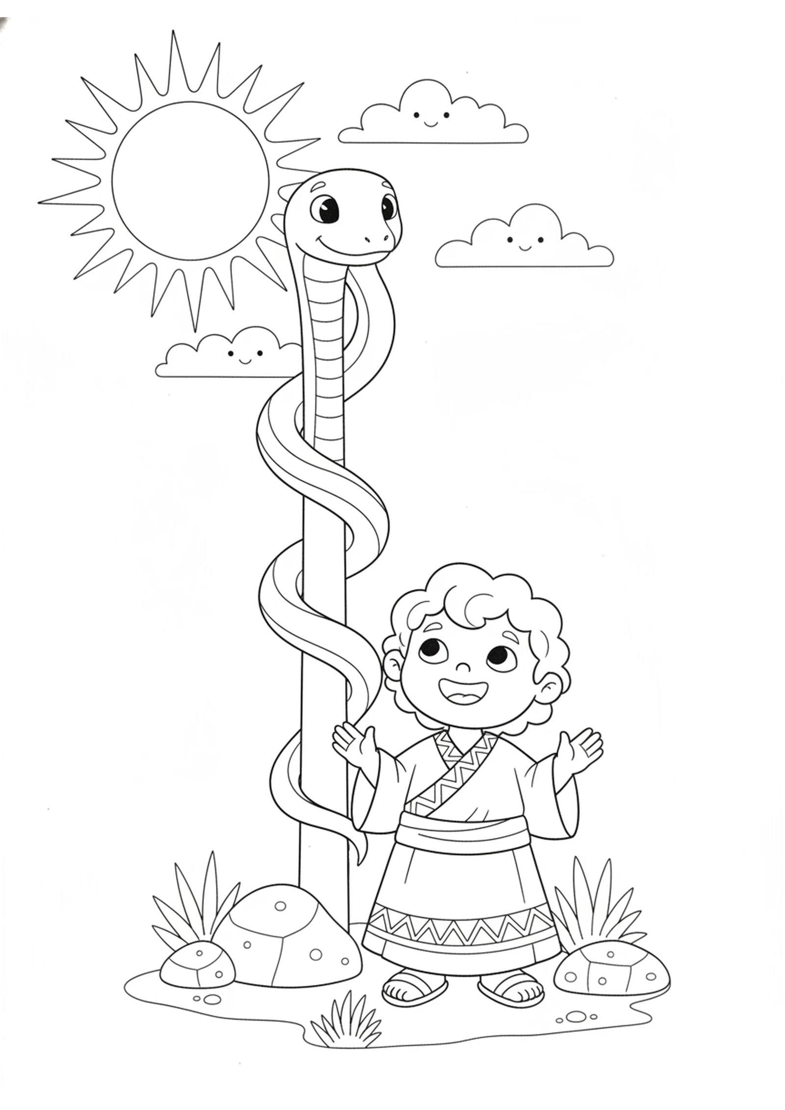 Looking Up and Trusting God — printable Bible coloring page from The Bronze Snake