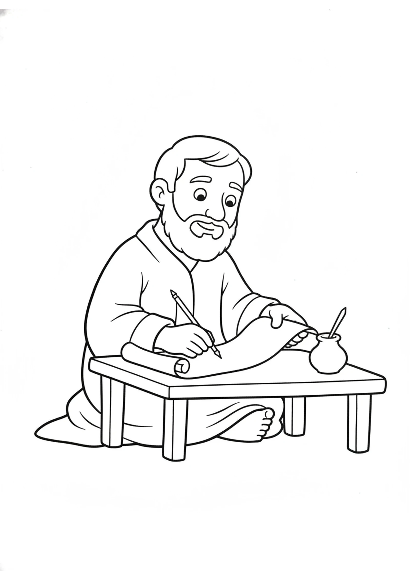 Baruch Writes the Scroll — printable Bible coloring page from The King Burns the Scroll — Baruch Writes It Again