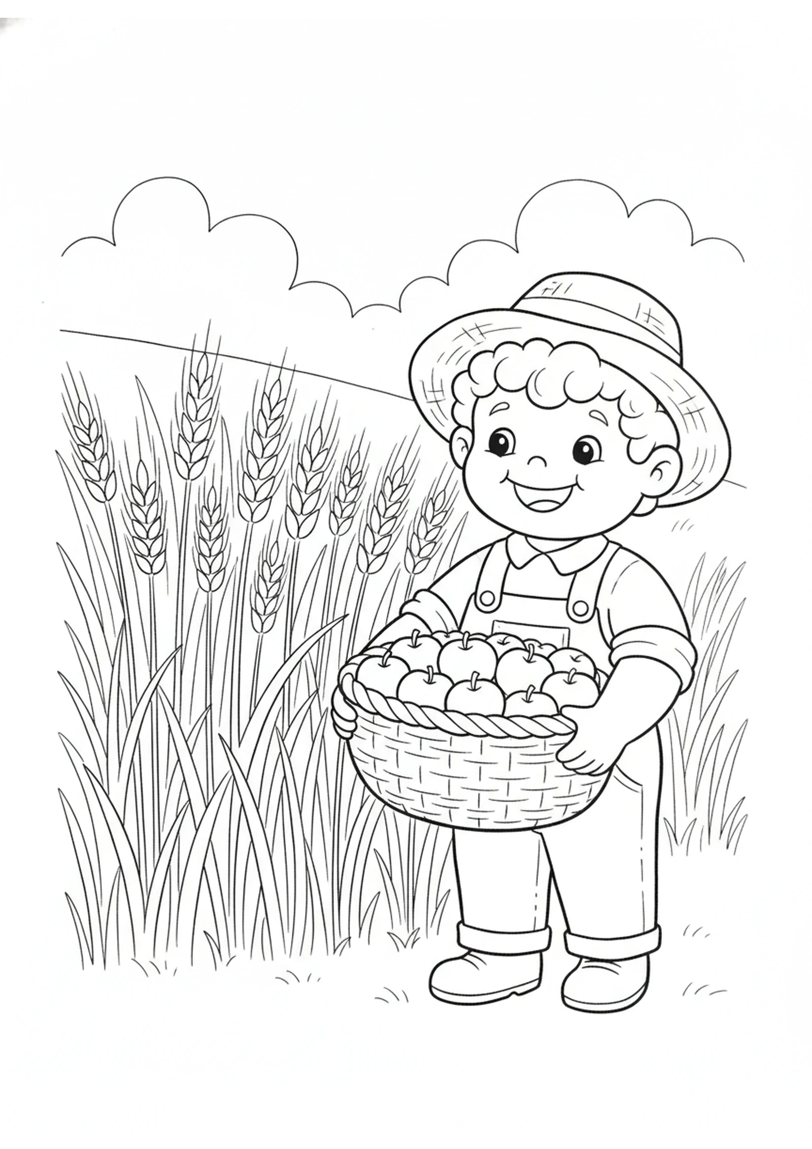 Cain in the Fields of Grain — printable Bible coloring page from Cain and Abel