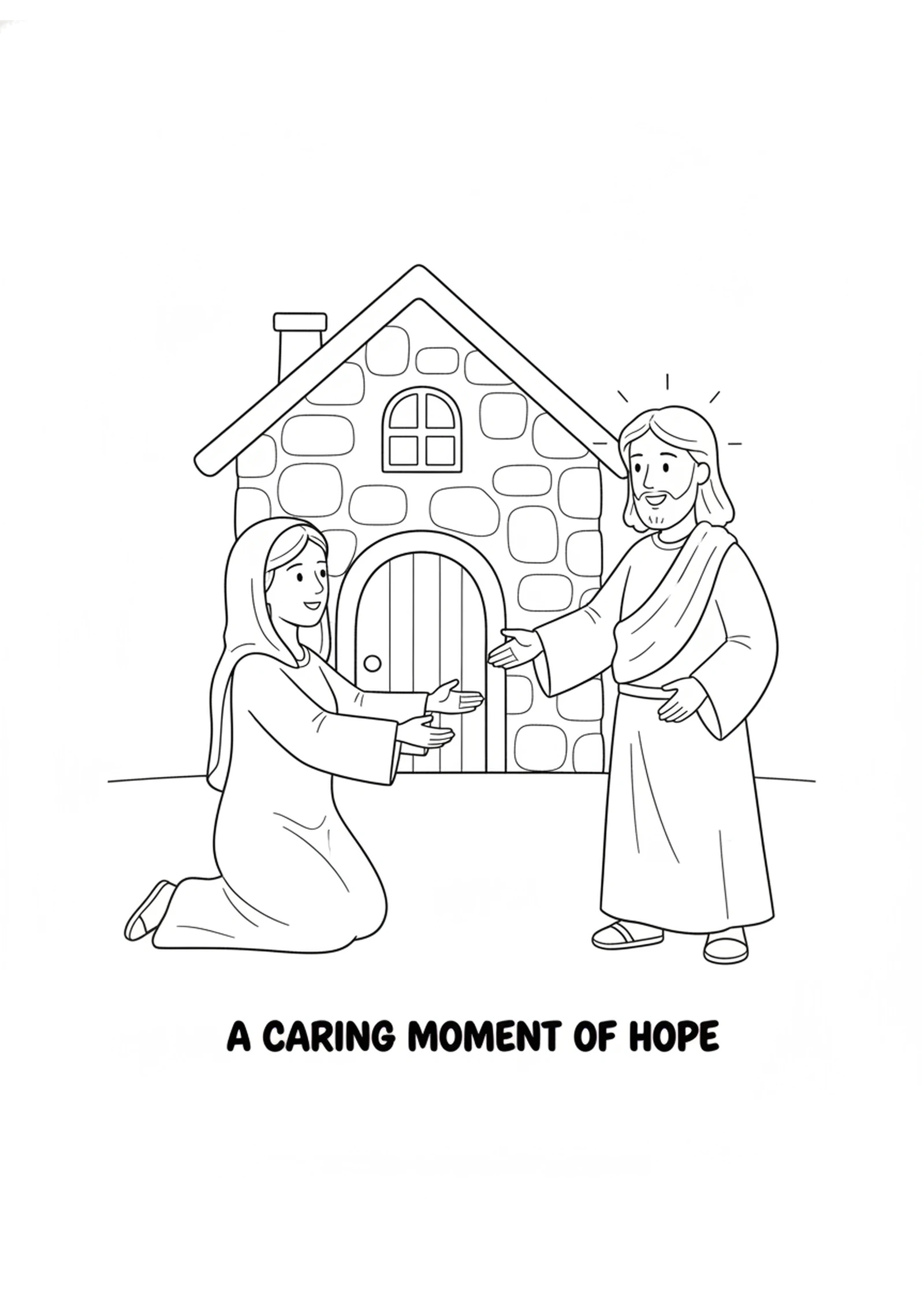The Mother Asks Jesus for Help — printable Bible coloring page from The Mother Who Wouldn’t Give Up
