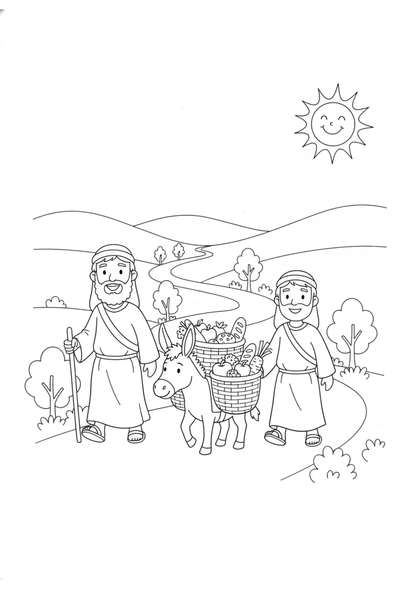 Carrying the Gift to Judea — printable Bible coloring page from The First Care Package — Help for Judea