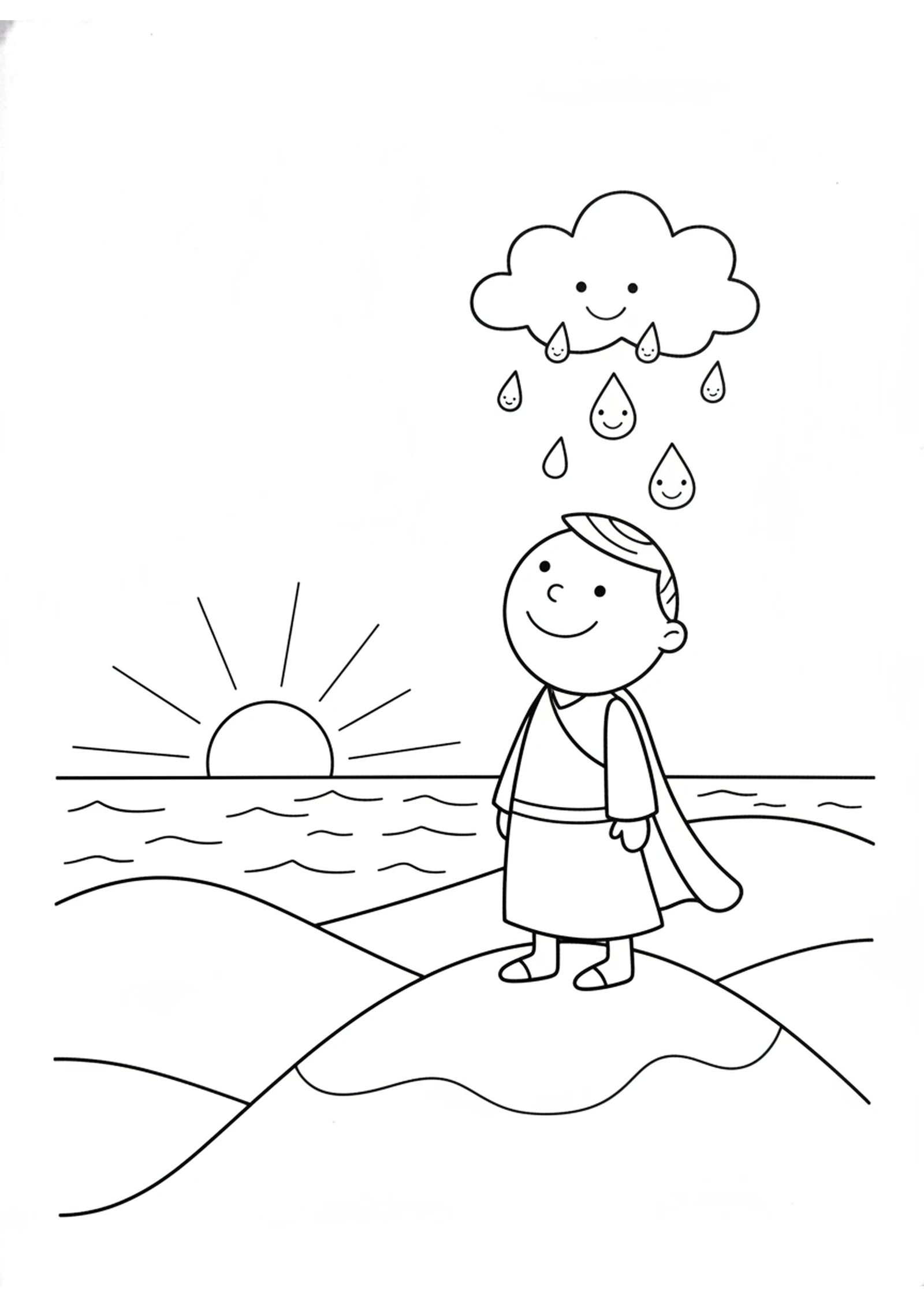 The Rain Comes at Last — printable Bible coloring page from Elijah on Mount Carmel