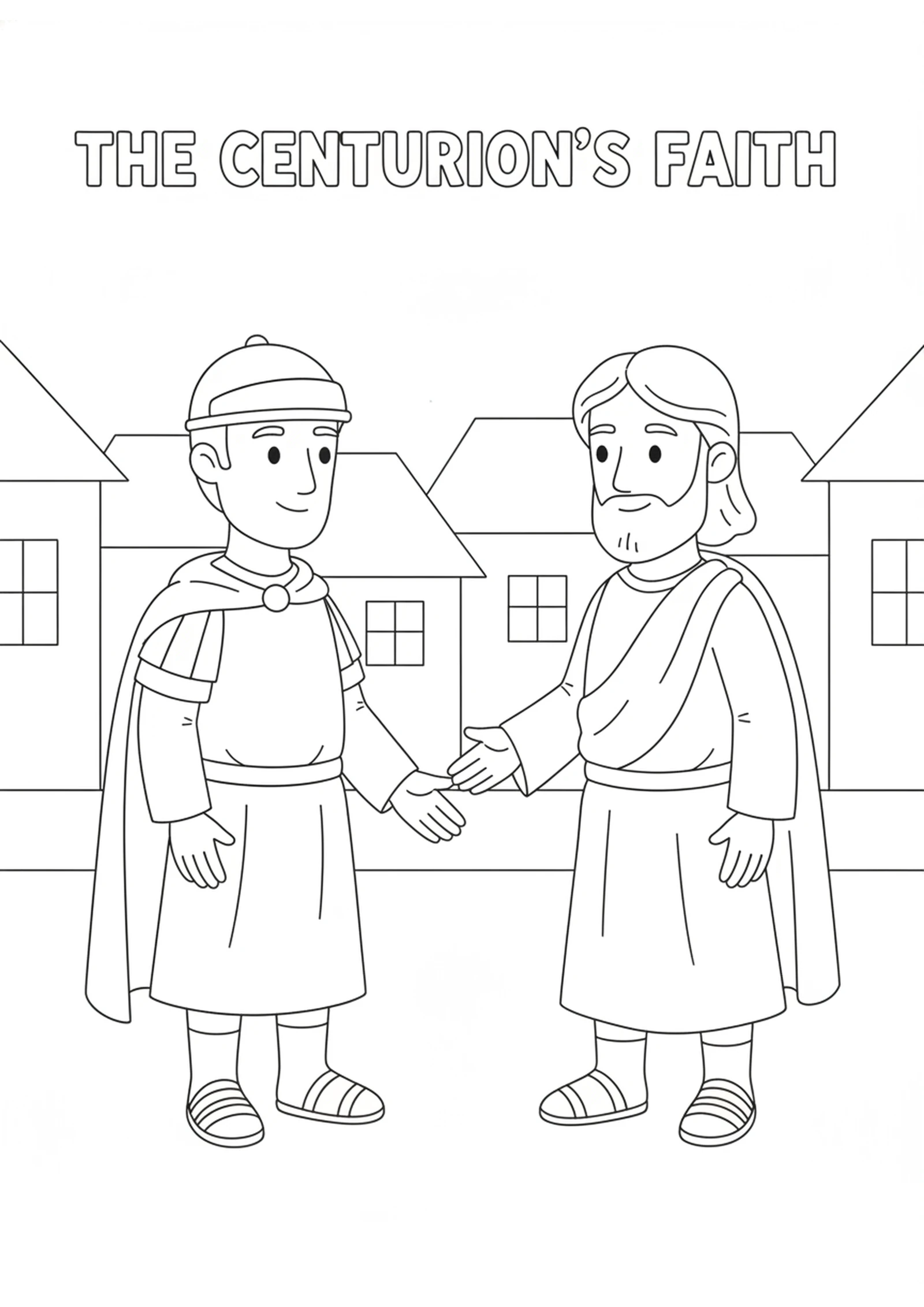 The Centurion Meets Jesus — printable Bible coloring page from The Centurion’s Servant