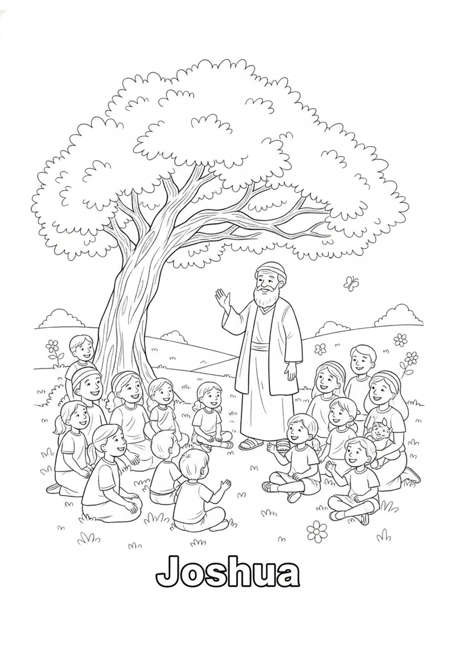 Joshua Speaks to the People — printable Bible coloring page from Choose Whom You Will Serve