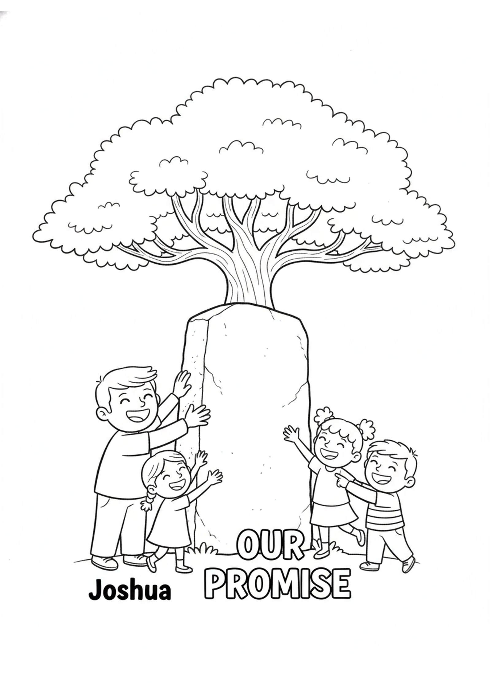 The Big Stone of Promise — printable Bible coloring page from Choose Whom You Will Serve