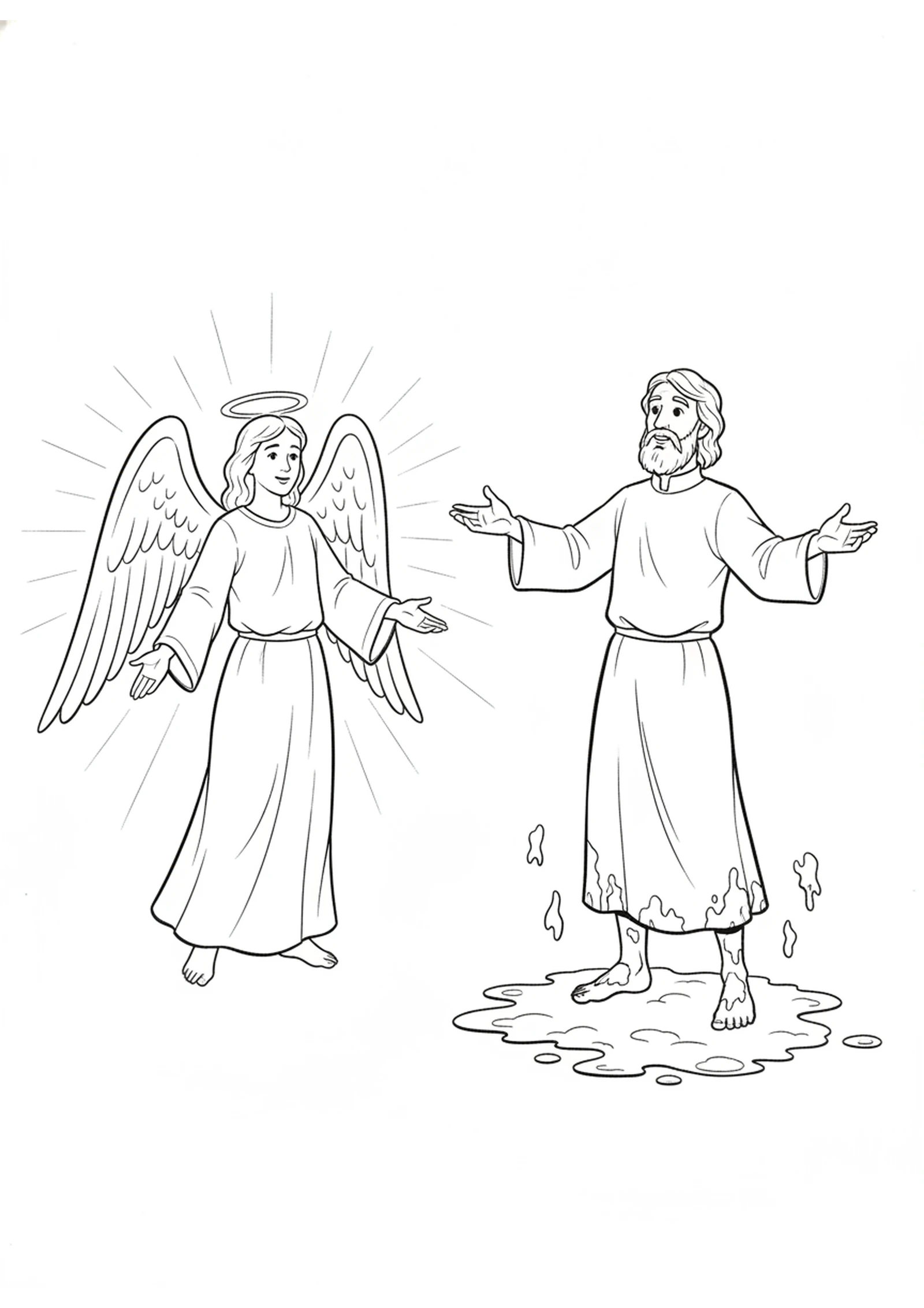 Joshua's Dirty Clothes Fall Away — printable Bible coloring page from Clean Clothes for the Priest — Zechariah’s Vision