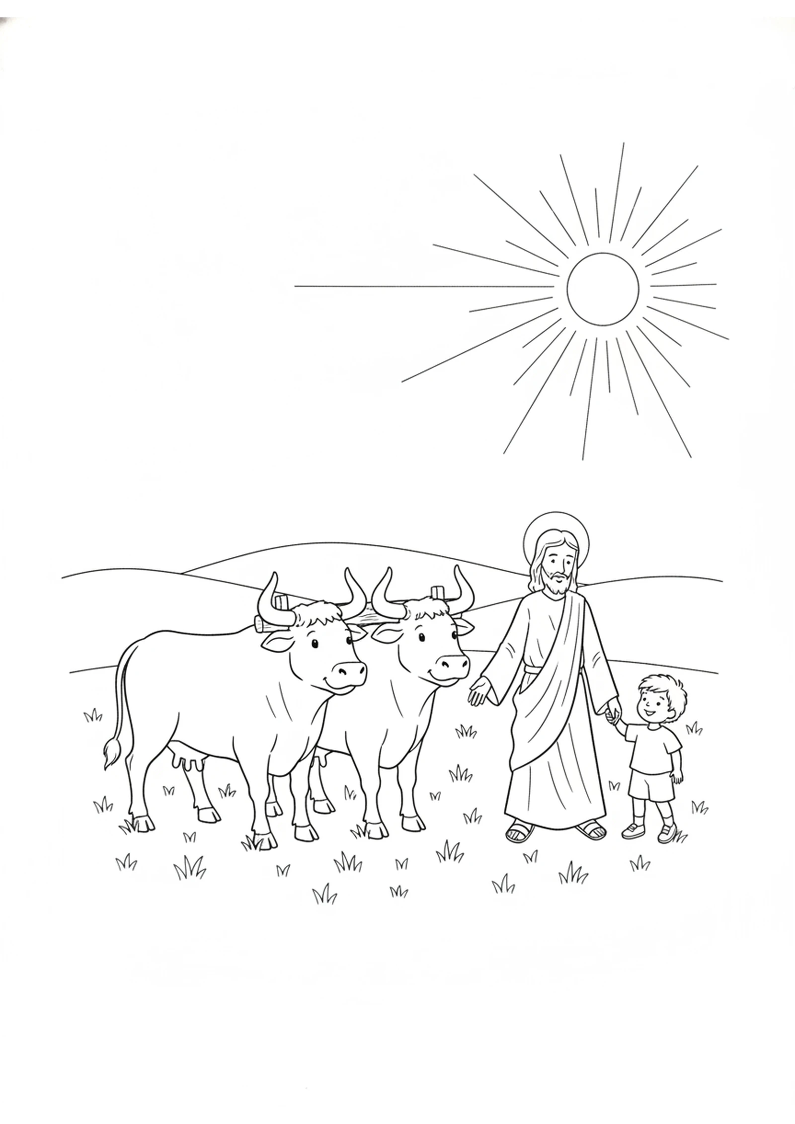 Sharing the Load — printable Bible coloring page from Come to Me, All Who Are Weary