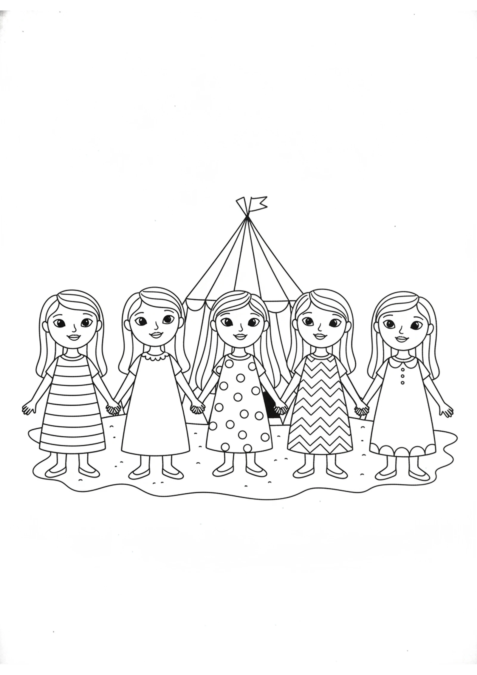 The Five Brave Sisters — printable Bible coloring page from The Daughters of Zelophehad Speak Up