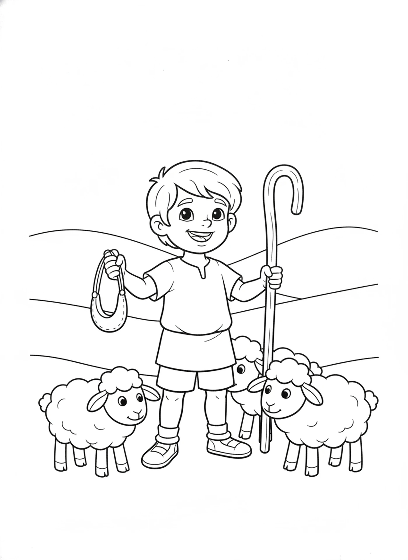 Brave Little David — printable Bible coloring page from David & Goliath