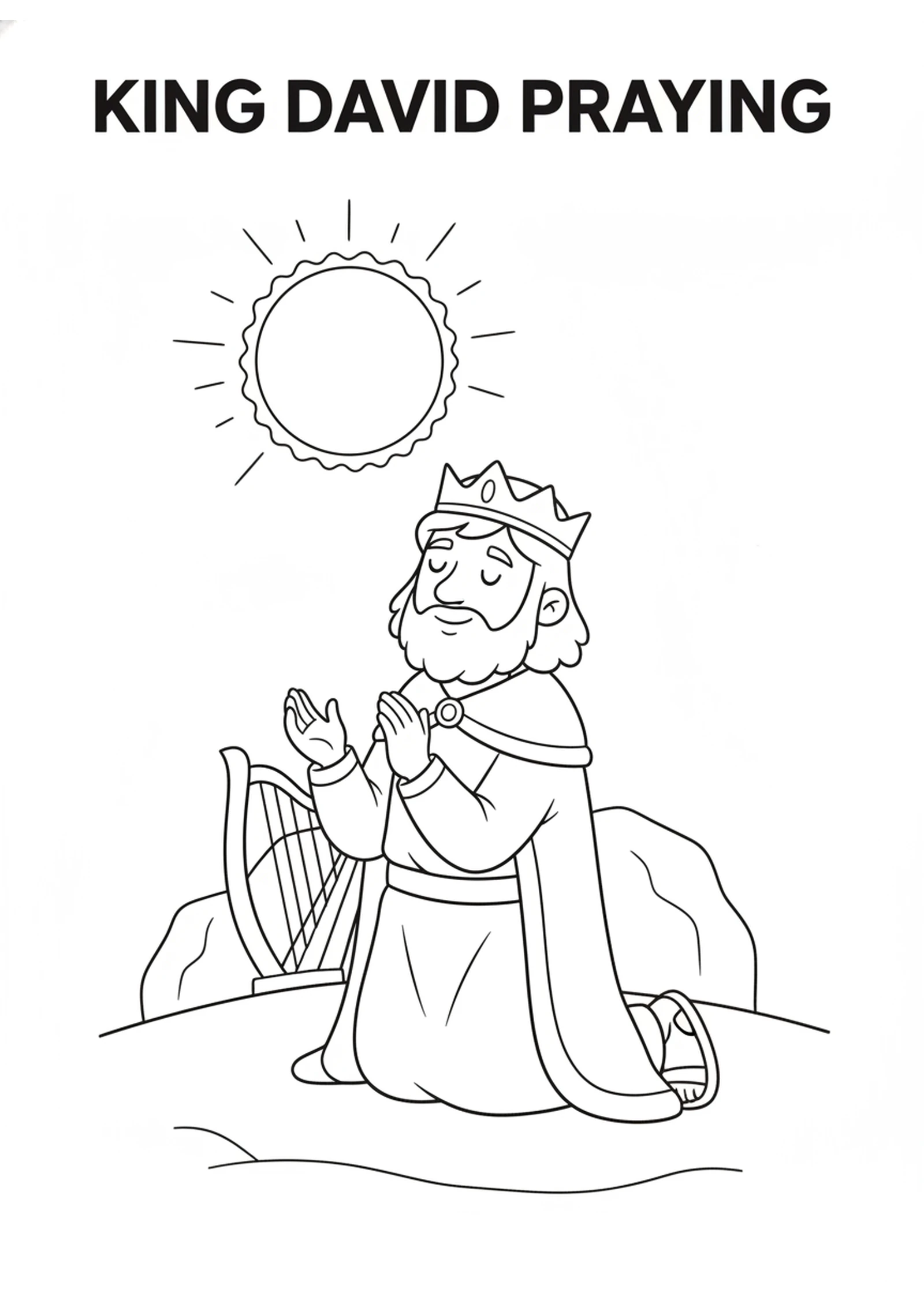 David Thanks God — printable Bible coloring page from God’s Great Promise to David