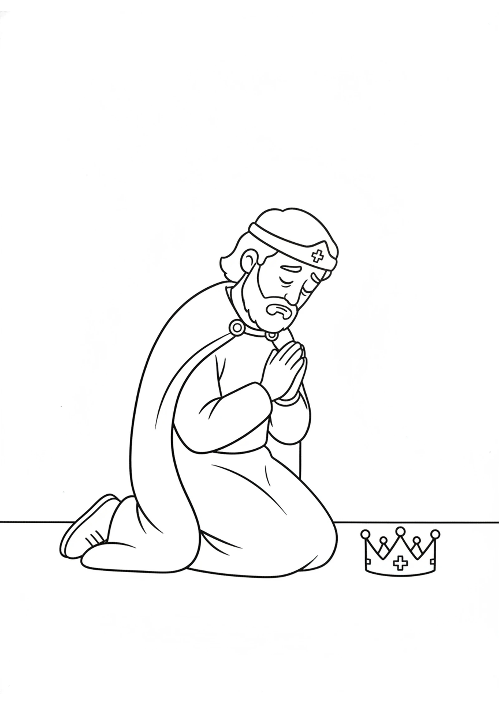 David Says Sorry to God — printable Bible coloring page from David’s Great Sin — and Nathan’s Little Lamb