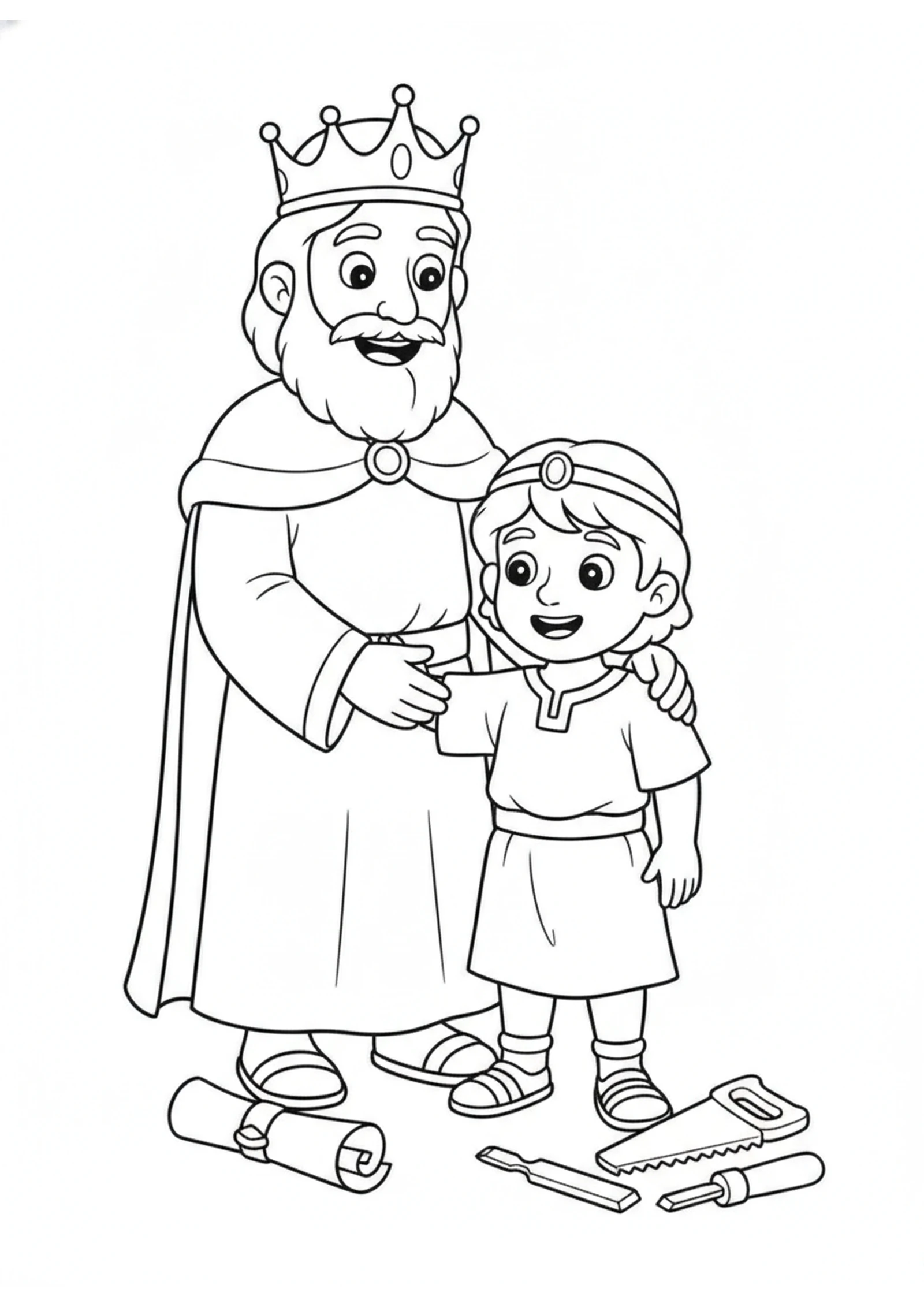 David Encourages Solomon — printable Bible coloring page from David Prepares for the Temple