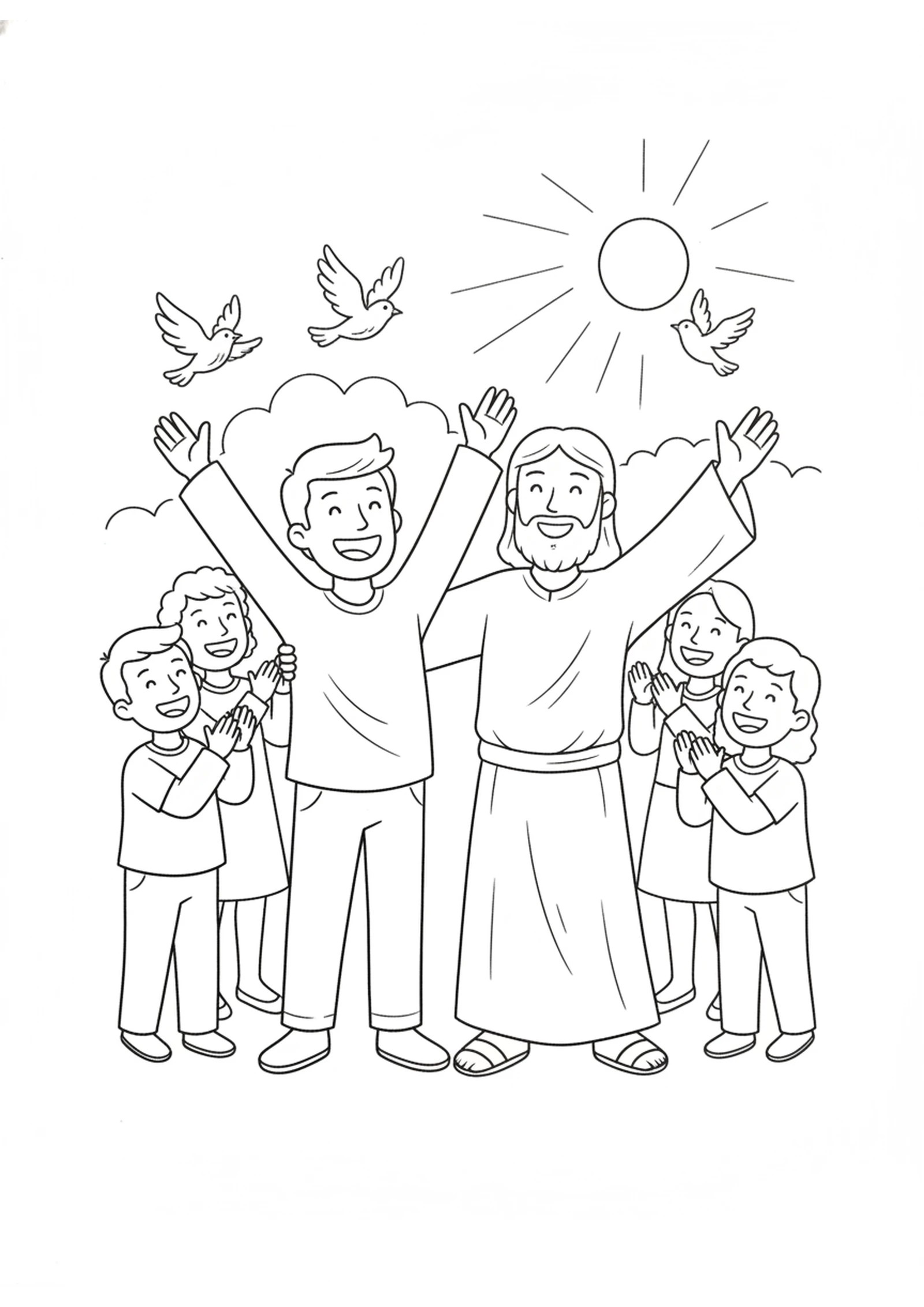 Hearing for the First Time — printable Bible coloring page from Healing a Deaf and Mute Man