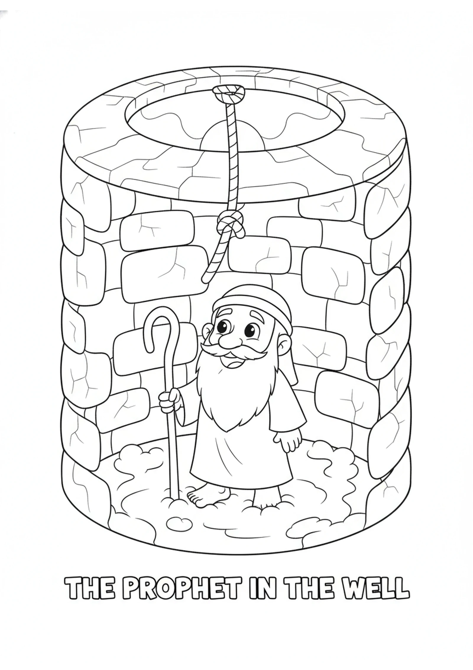 Jeremiah in the Muddy Pit — printable Bible coloring page from Ebed-Melech Pulls Jeremiah from the Pit