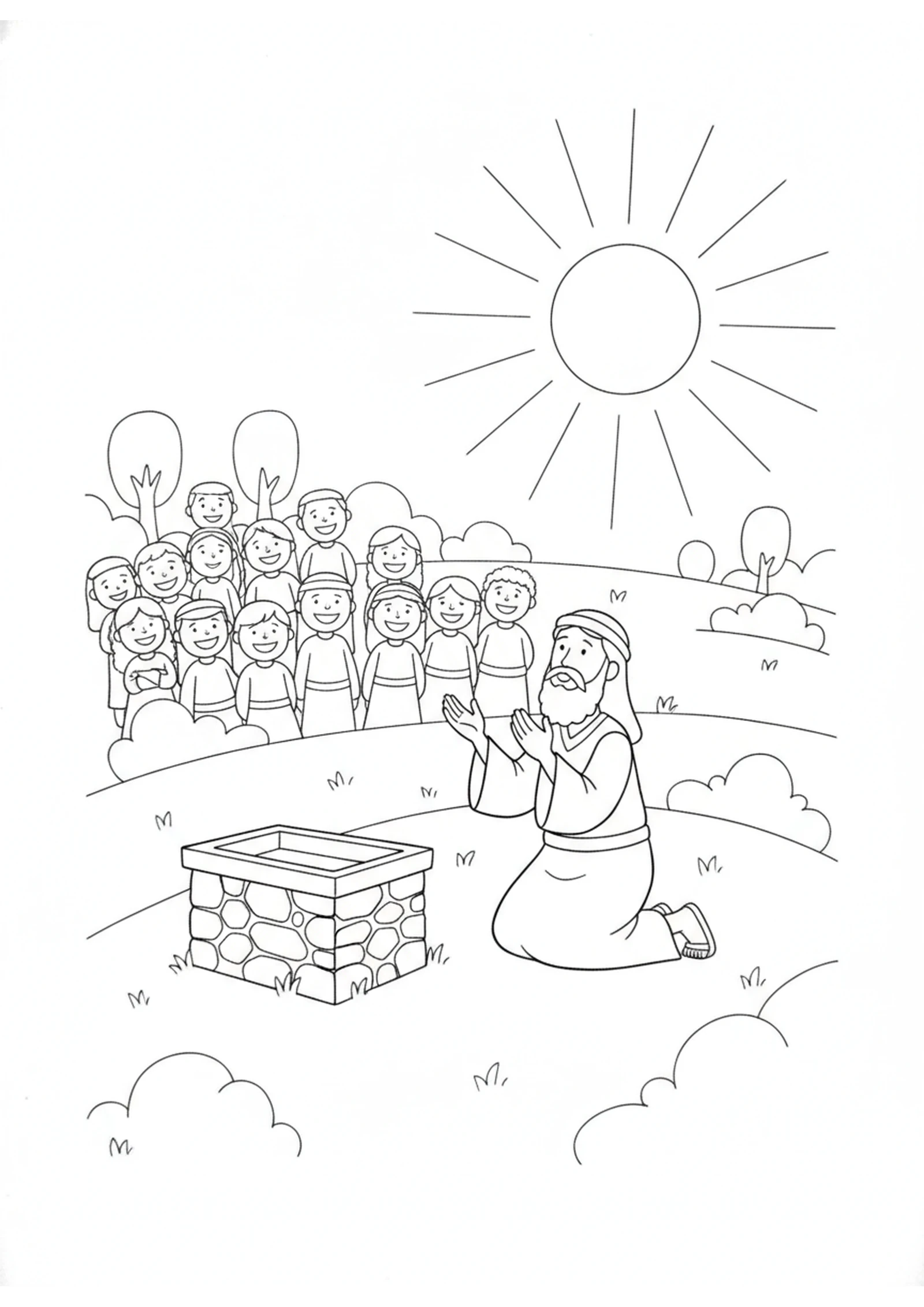 Samuel Prays for His People — printable Bible coloring page from The Ebenezer Stone — Thunder from Heaven