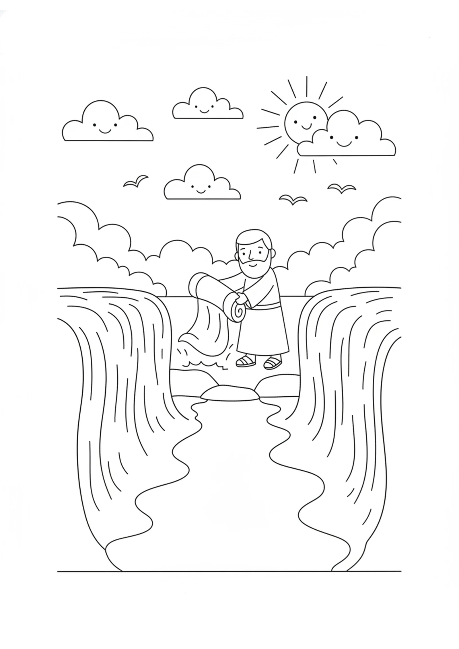 Elisha and the Cloak — printable Bible coloring page from Elijah Taken Up to Heaven