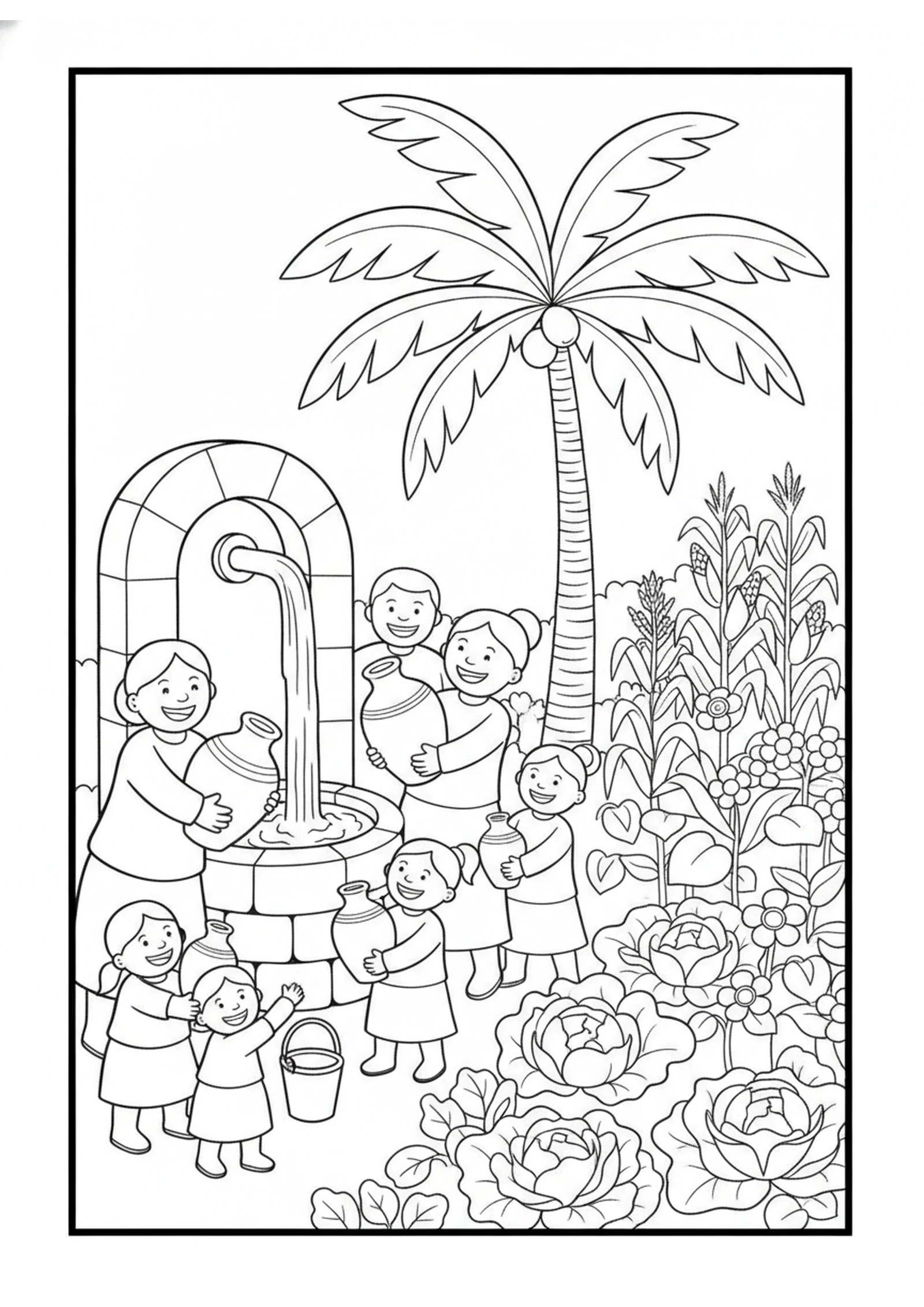Fresh Water for Jericho — printable Bible coloring page from Elisha Makes the Water Sweet