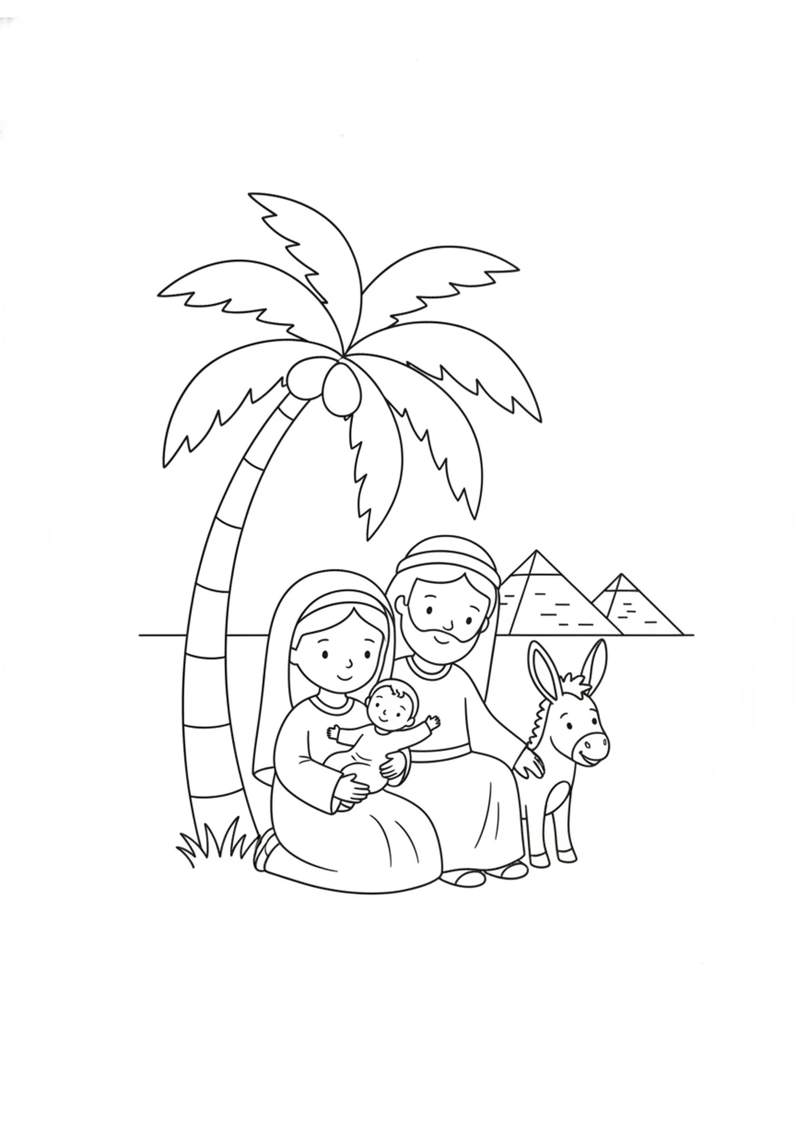 Safe in Egypt — printable Bible coloring page from The Escape to Egypt