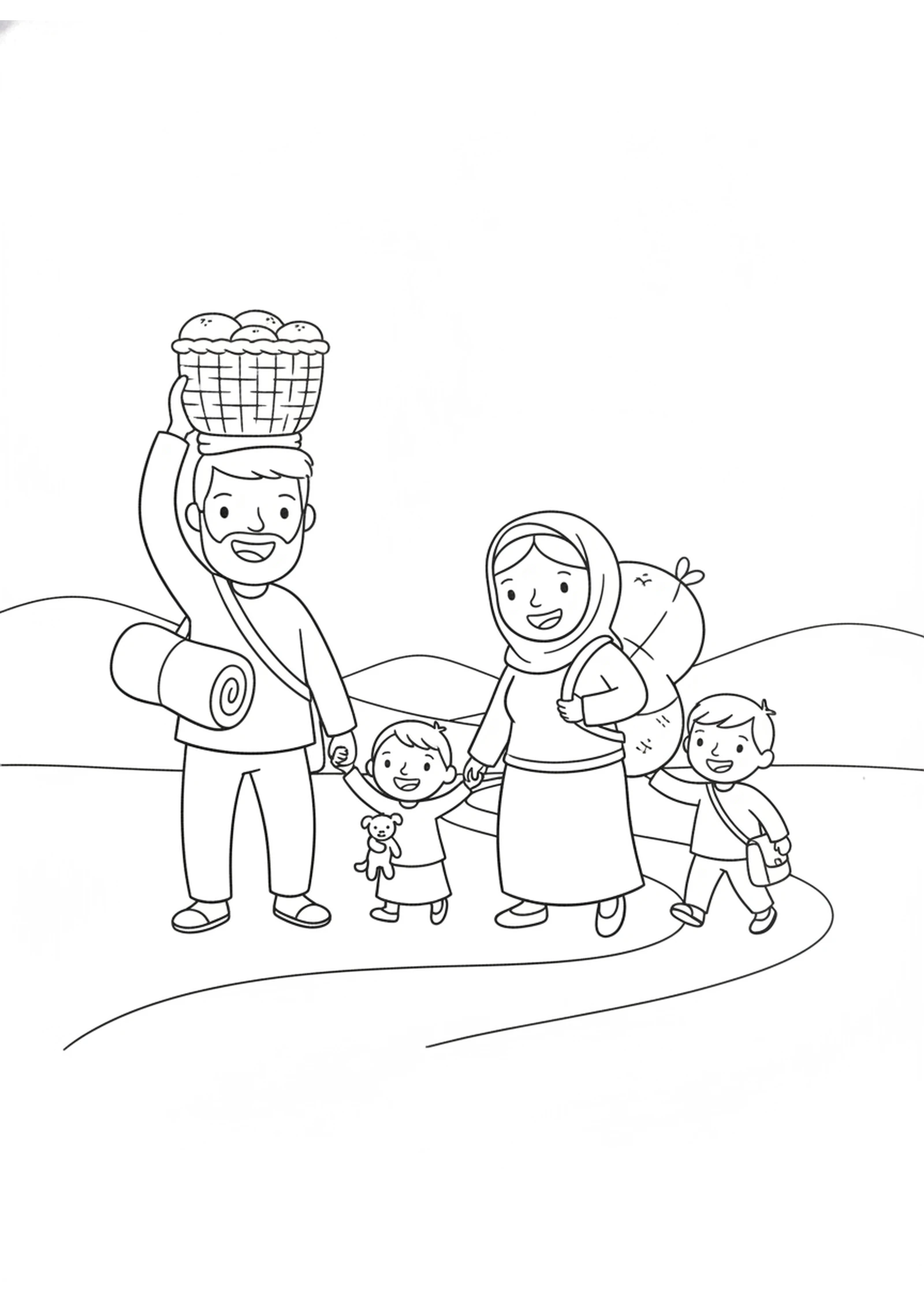 The Long Journey Home — printable Bible coloring page from The Exiles Come Home — Rebuilding the Temple