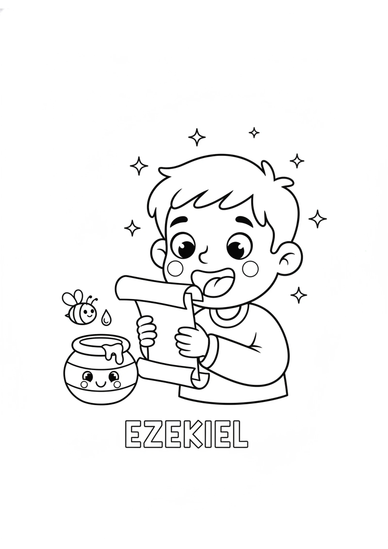 Sweet as Honey — printable Bible coloring page from Ezekiel Eats the Scroll