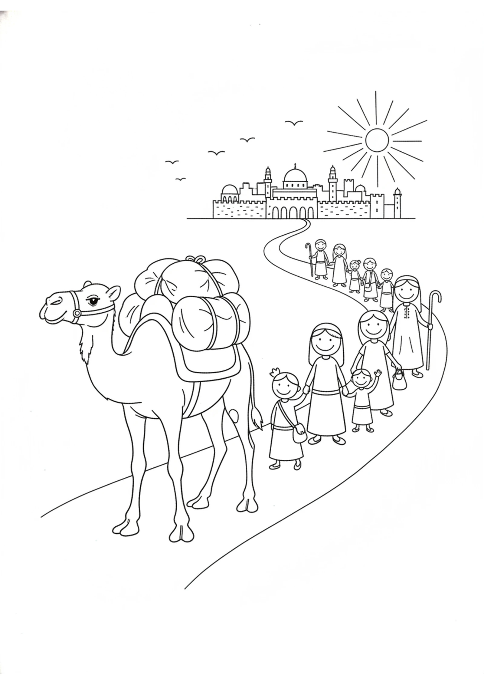 The Long Road Home — printable Bible coloring page from Ezra Trusts God for the Journey