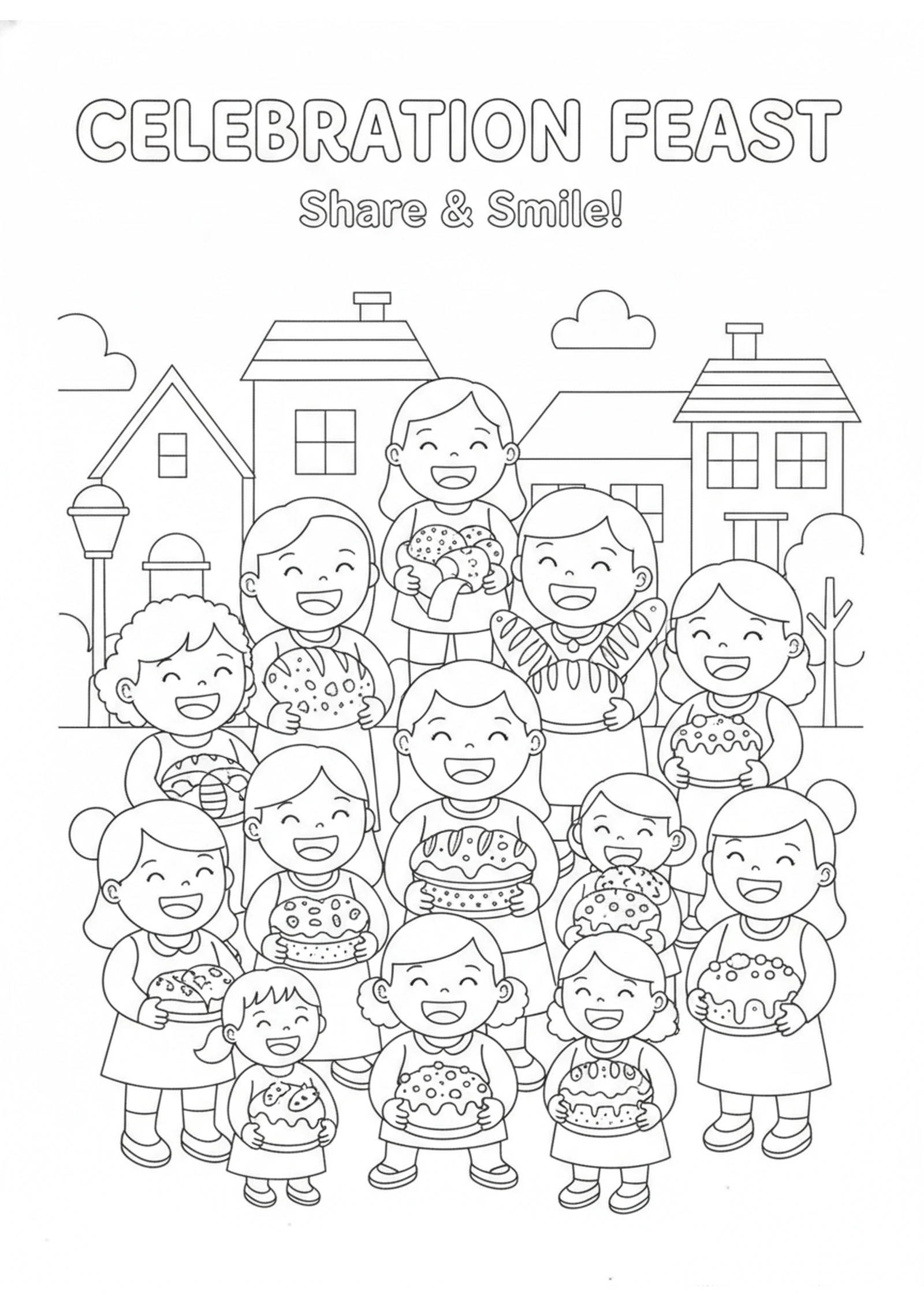 Sharing Joyful Treats — printable Bible coloring page from Ezra Reads God’s Word — The Joy of the Lord