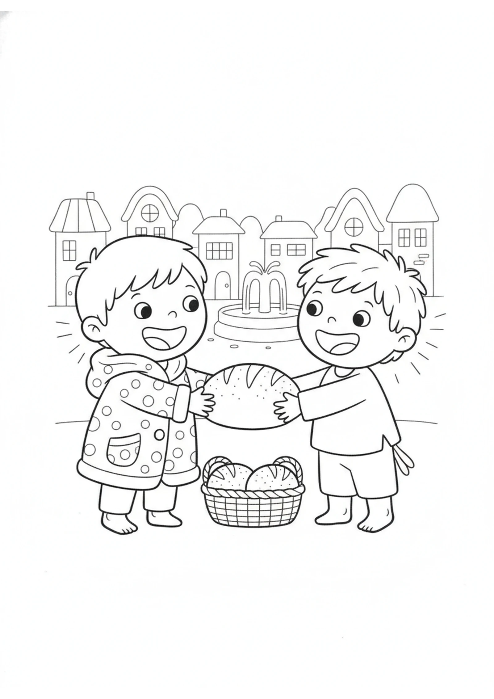 A Warm Coat to Share — printable Bible coloring page from Faith That Gets to Work